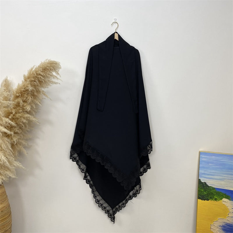 13 Color Options Nida Lace Long Khimar for Middle Eastern Arab Women - Perfect for Prayer, Weddings, and Special Occasions