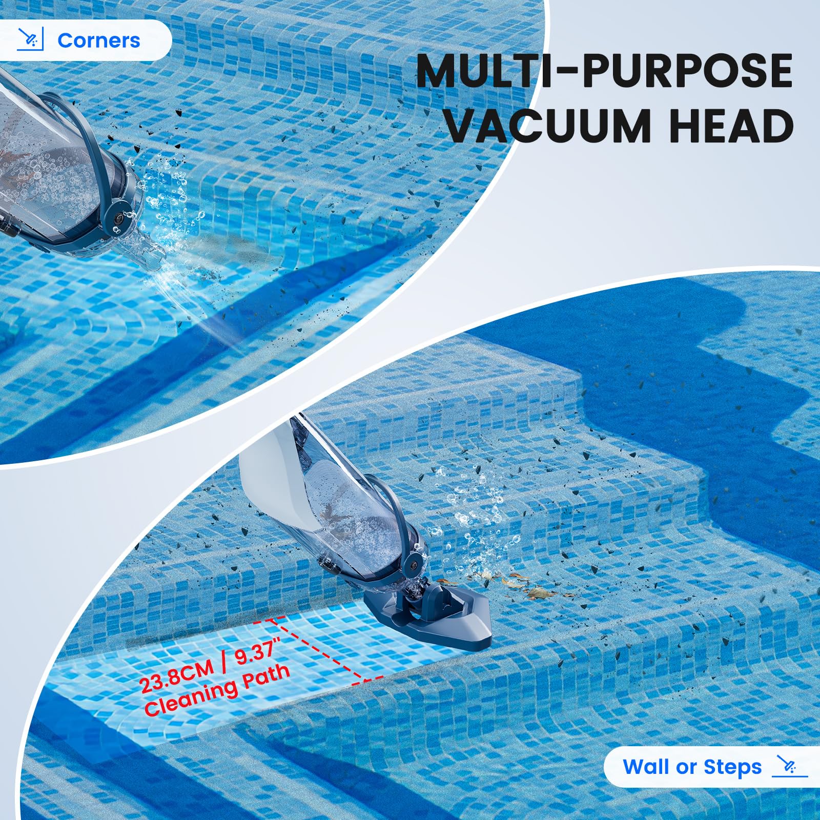 2024 Upgraded Rechargeable Cordless Pool Vacuum - Powerful 18.5 GPM Suction, 60-Min Runtime for Efficient Leaf & Debris Removal | Perfect for Above Ground & Inground Pools, Spas & Water Features | Easy Maintenance & Quick Cleanup