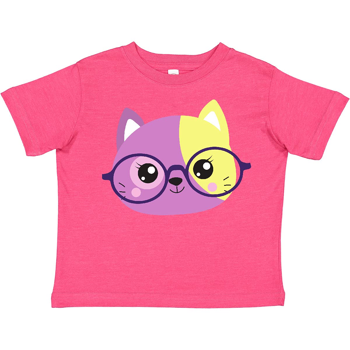 Inktastic Hipster Cat T-Shirt - Cute Kitten with Glasses Graphic Tee for Toddlers & Kids | Fun Casual Wear for Playdates & Family Outings