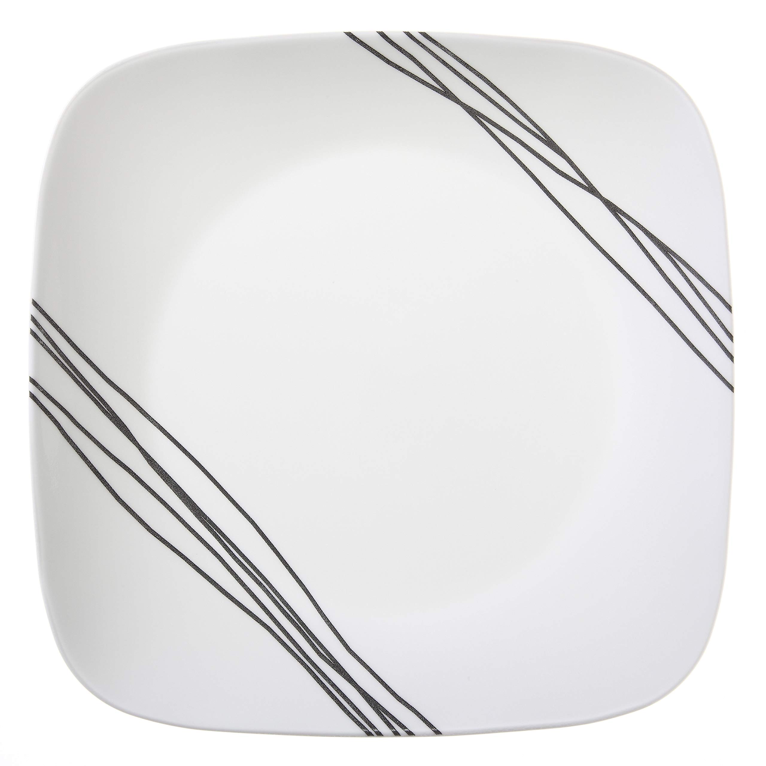 Corelle Vitrelle 18-Piece Dinnerware Set for 6 - Triple Layer Chip Resistant Glass Plates & Bowls - Lightweight Square Dishes - Simple Sketch Design - Perfect for Everyday Dining, Dinner Parties & Family Meals