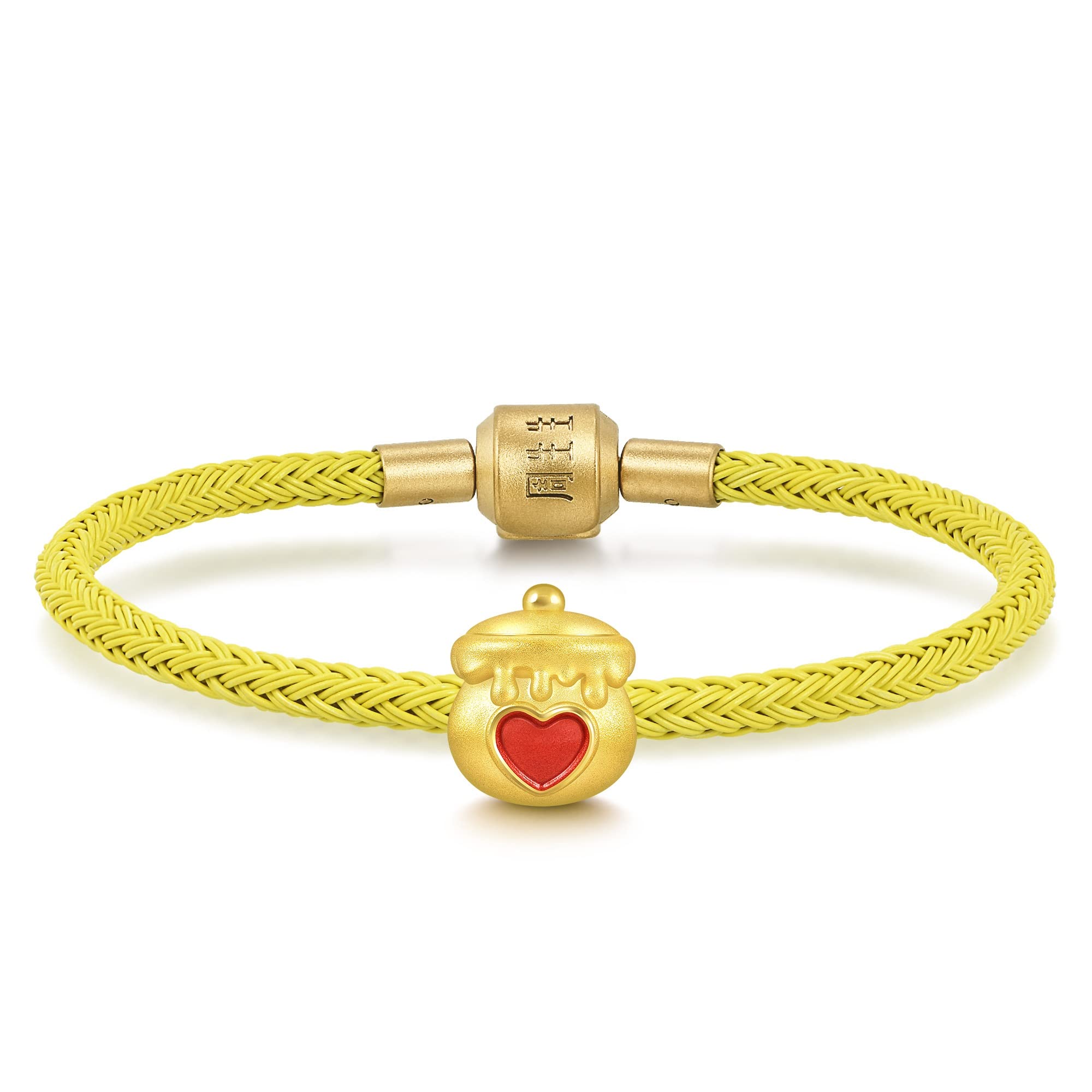 24K Solid Gold Mini Honey Jar Charm Bracelet for Women - 999 Pure Gold Jewelry Gift for Her, Birthday, Anniversary, Valentine's Day