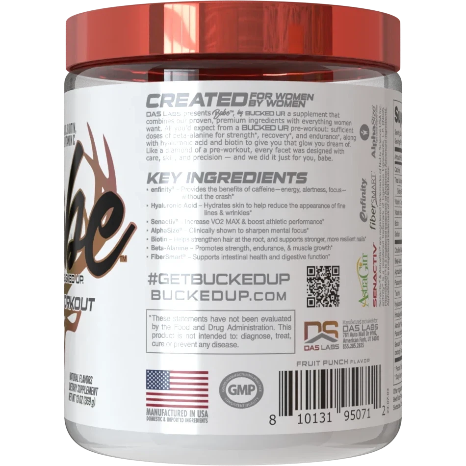 Bucked Up Babe Pre Workout Powder for Women - Energy & Focus Booster for Gym, Fitness & Weight Training - Best Female Workout Supplement for Endurance & Performance
