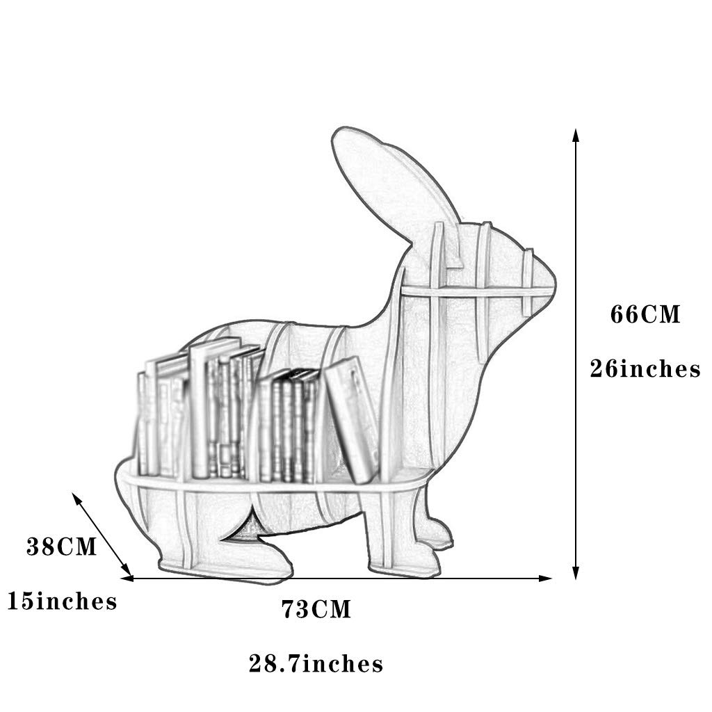 Kids Book Shelf Organizer - Rabbit-Shaped Floor Book Display & Room Divider | Eco-Friendly High-Density Board | No Assembly Required | Perfect for Nursery, Playroom & Classroom Organization
