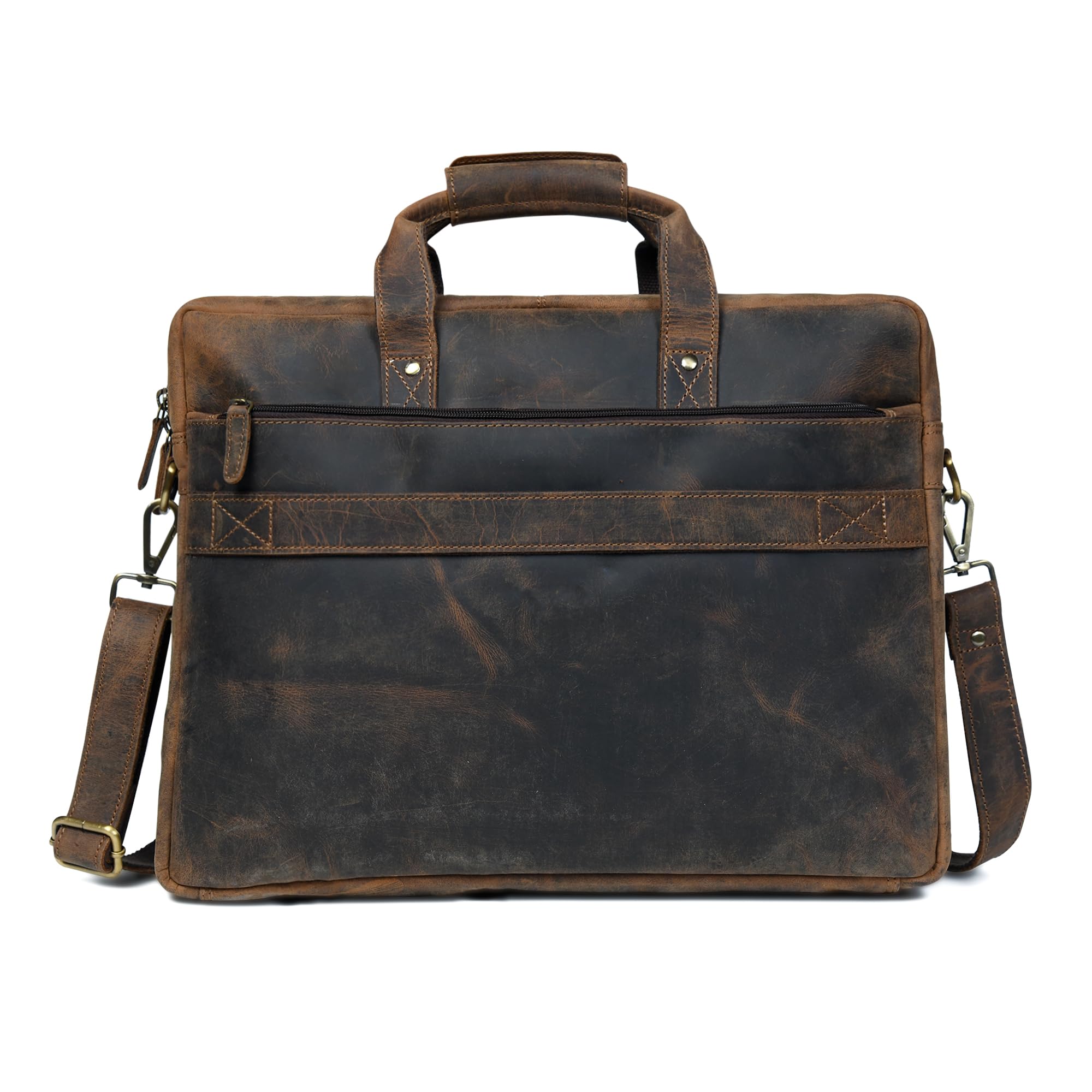 Premium Genuine Leather Briefcase for Men - 17 Inch Laptop Bag for Business & Office - Professional Work Bag for MacBook, Business Travel & Daily Commute