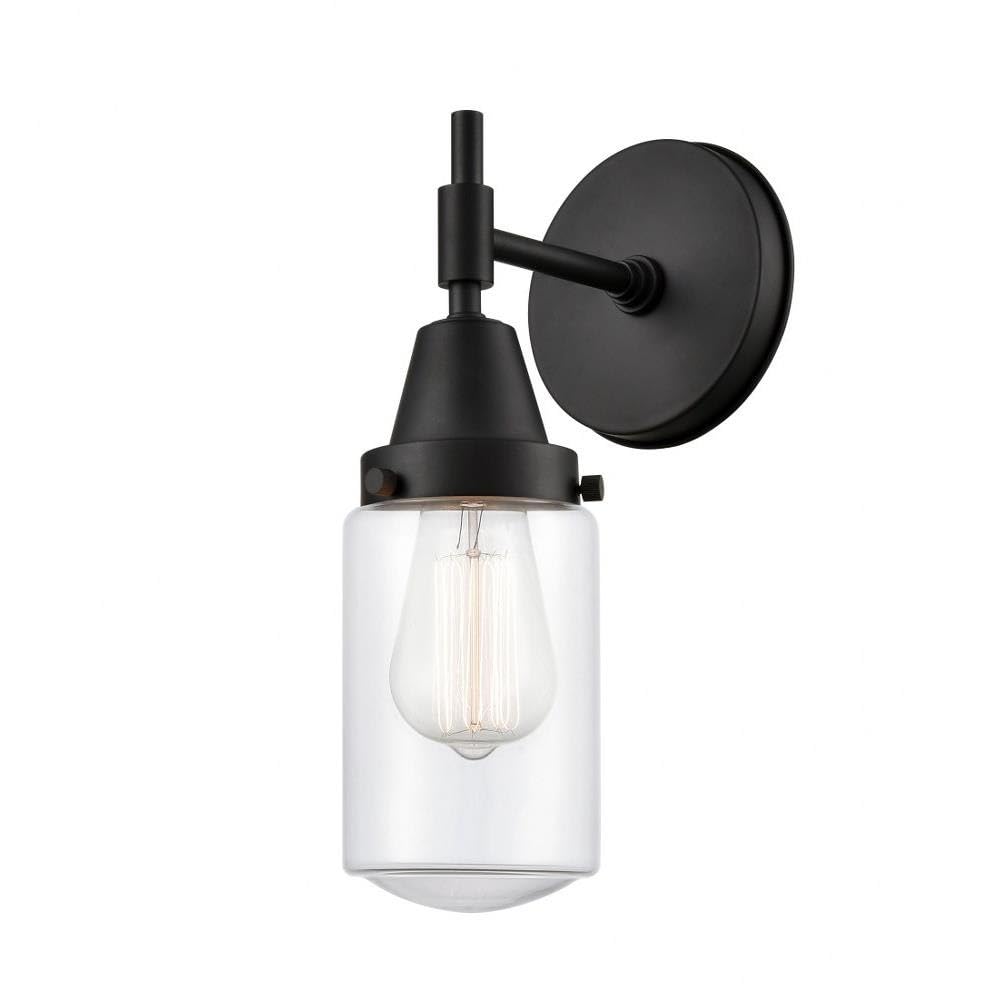 Innovations 447-1W-BK-G312 Black Transitional One Light Wall Sconce - Perfect for Bedroom, Hallway & Living Room Lighting