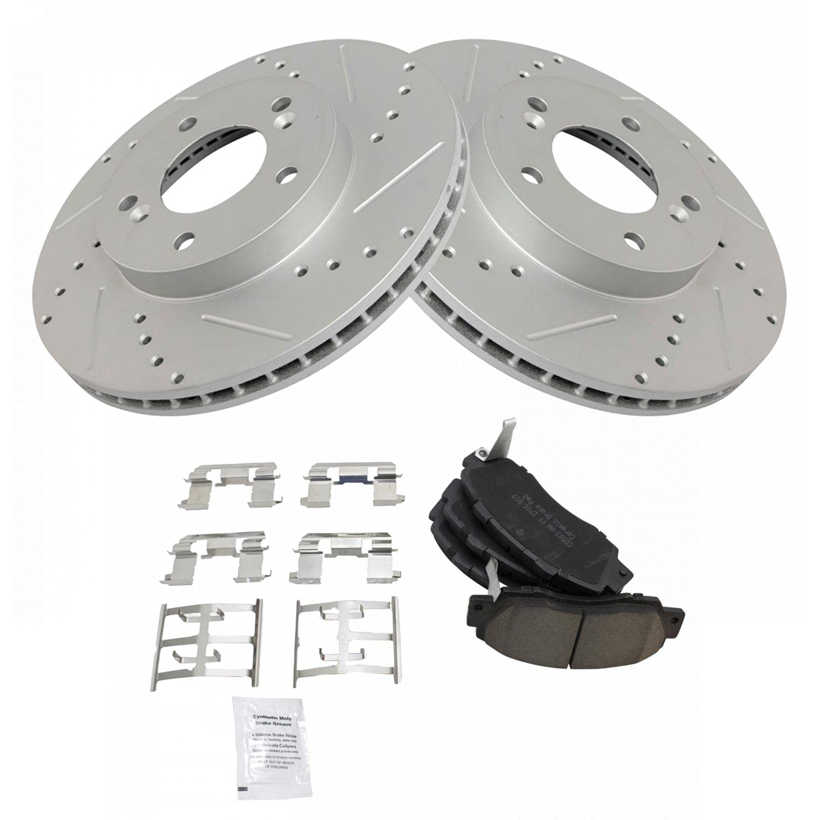 High-Performance Drilled & Slotted Brake Rotor Kit with Posi-Quiet Ceramic Pads - Premium Braking Upgrade for Cars, Trucks & SUVs - Ideal for Racing, Towing & Daily Driving