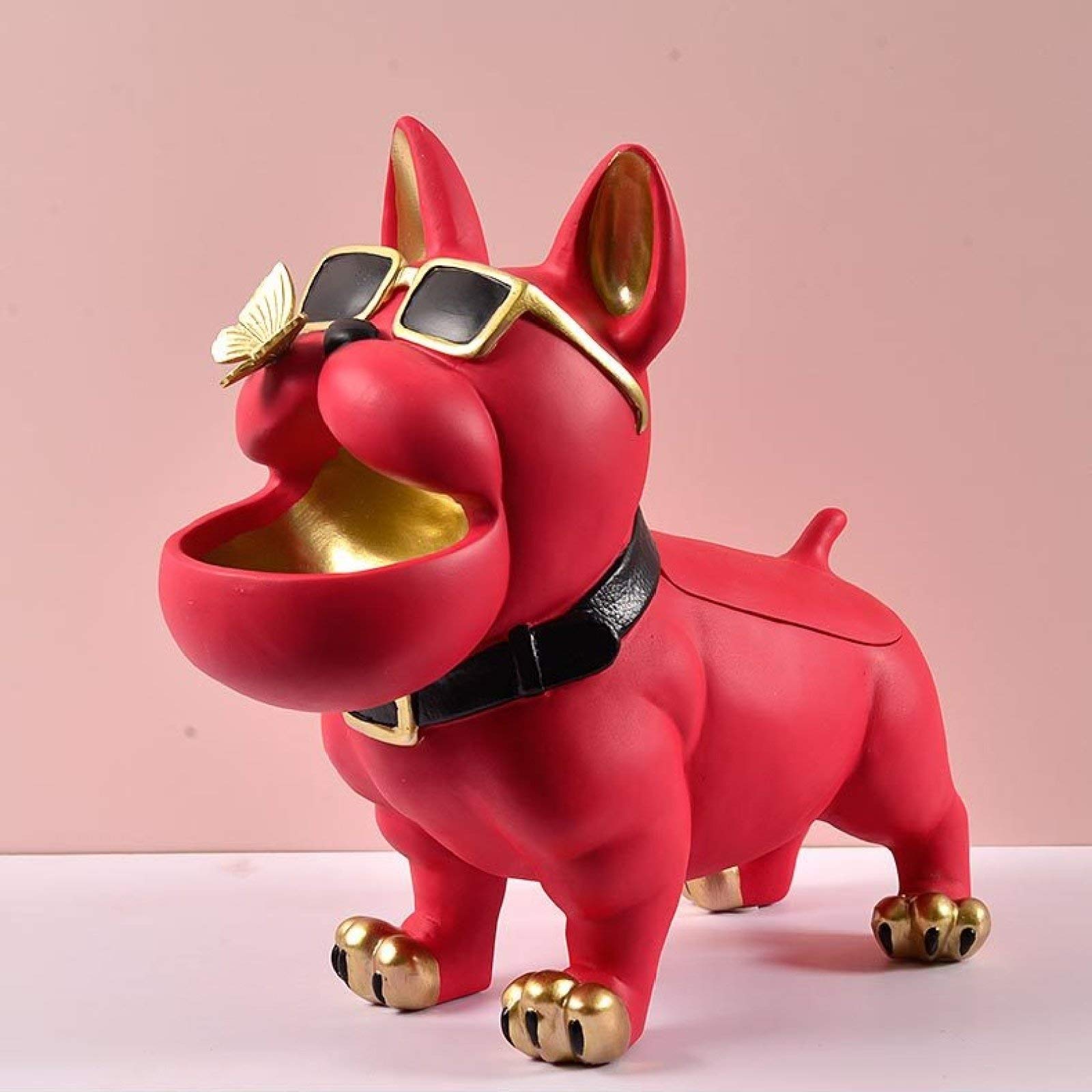 Lrenkey Bulldog Statue Organizer Box - Decorative Key Storage & Tissue Holder for Home Decor | Unique Dog Sculpture for Glasses, Keys & Everyday Essentials | Perfect for Living Room, Office & Gift Giving