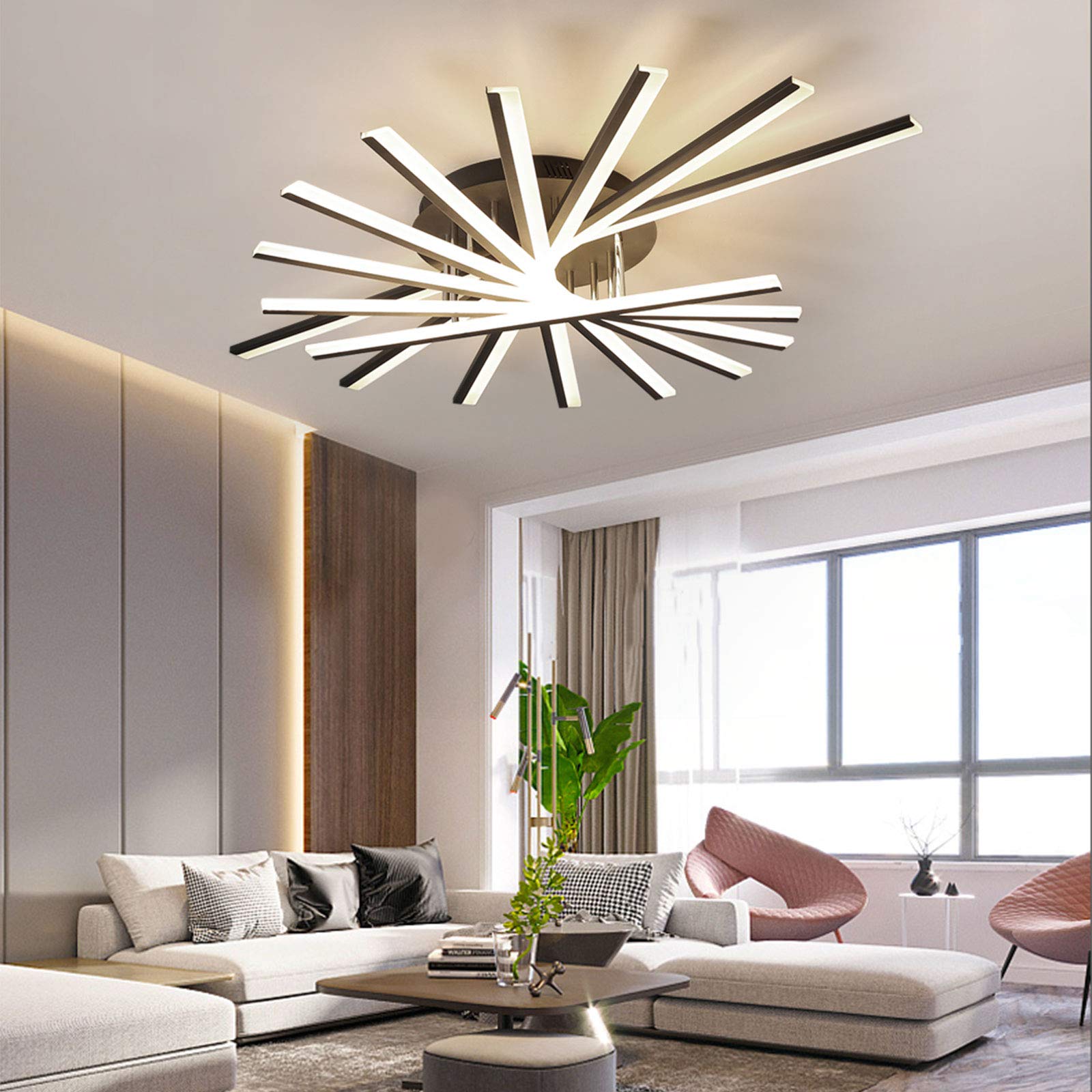 Ganeed Modern LED Flush Mount Ceiling Light - 9-Light Acrylic Chandelier in Cool White 6000K - Energy Efficient Lighting Fixture for Living Room, Bedroom & Dining Room - Perfect for Modern Home Decor and Ambient Lighting