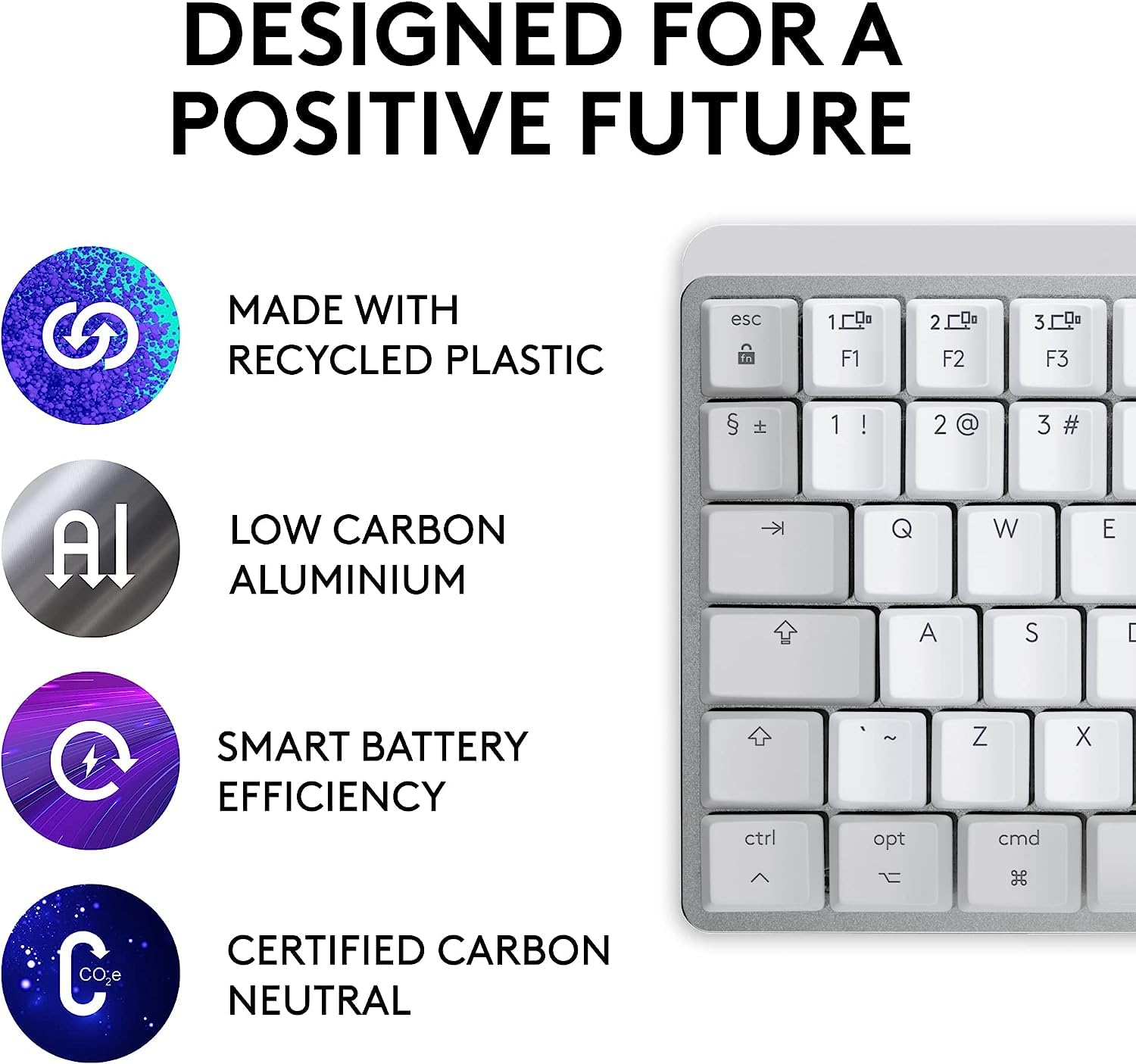 Logitech MX Mechanical Mini Wireless Keyboard for Mac - Low Profile Tactile Quiet Keys, Bluetooth, USB-C, Backlit - Pale Grey (Renewed) | Perfect for Office Work, MacBook & iPad Pro Typing