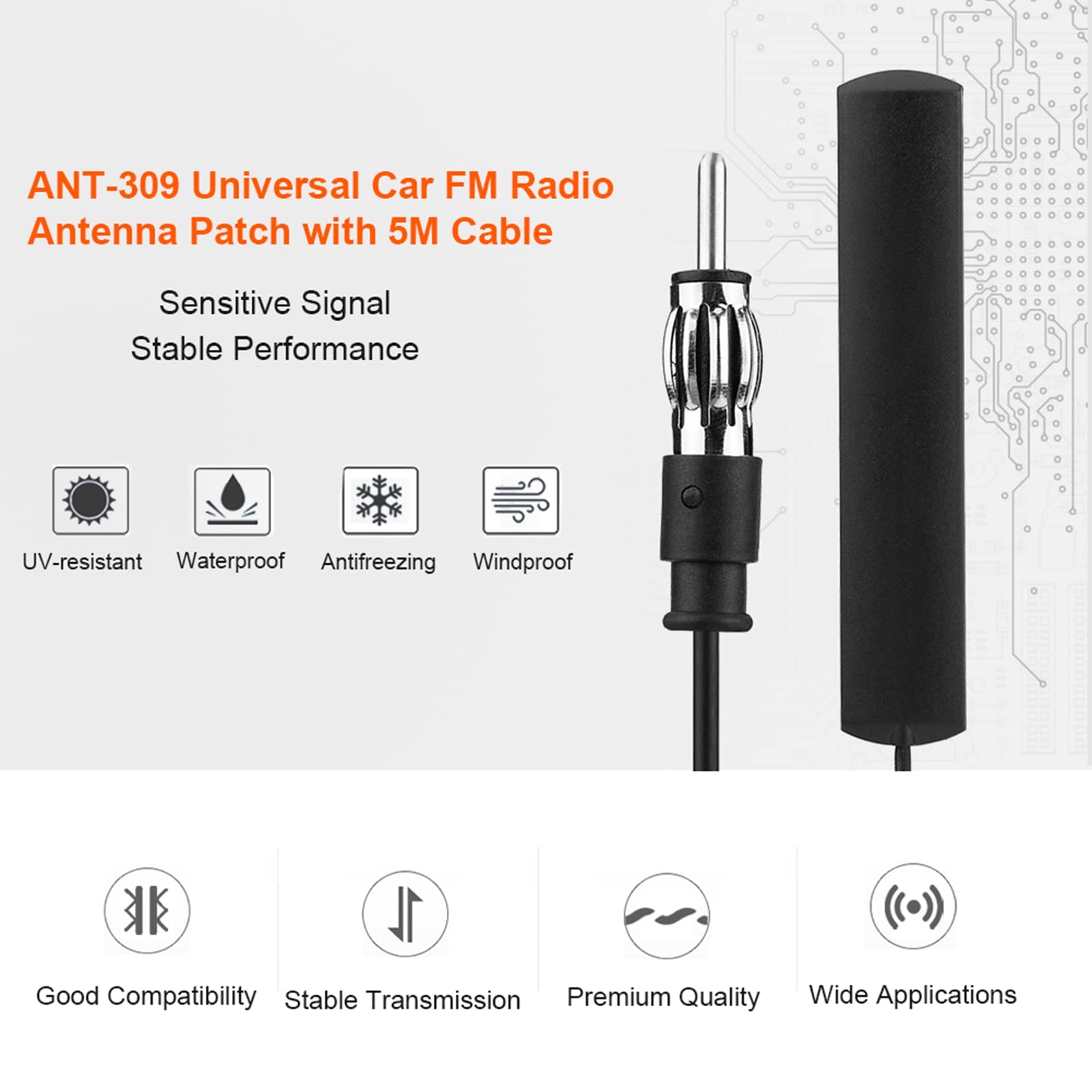 Hidden Car Radio Antenna - AM FM Windshield Adhesive Mount Patch Aerial for Auto & Truck | Stereo Receiver Antenna | Perfect for Clear Radio Reception While Driving