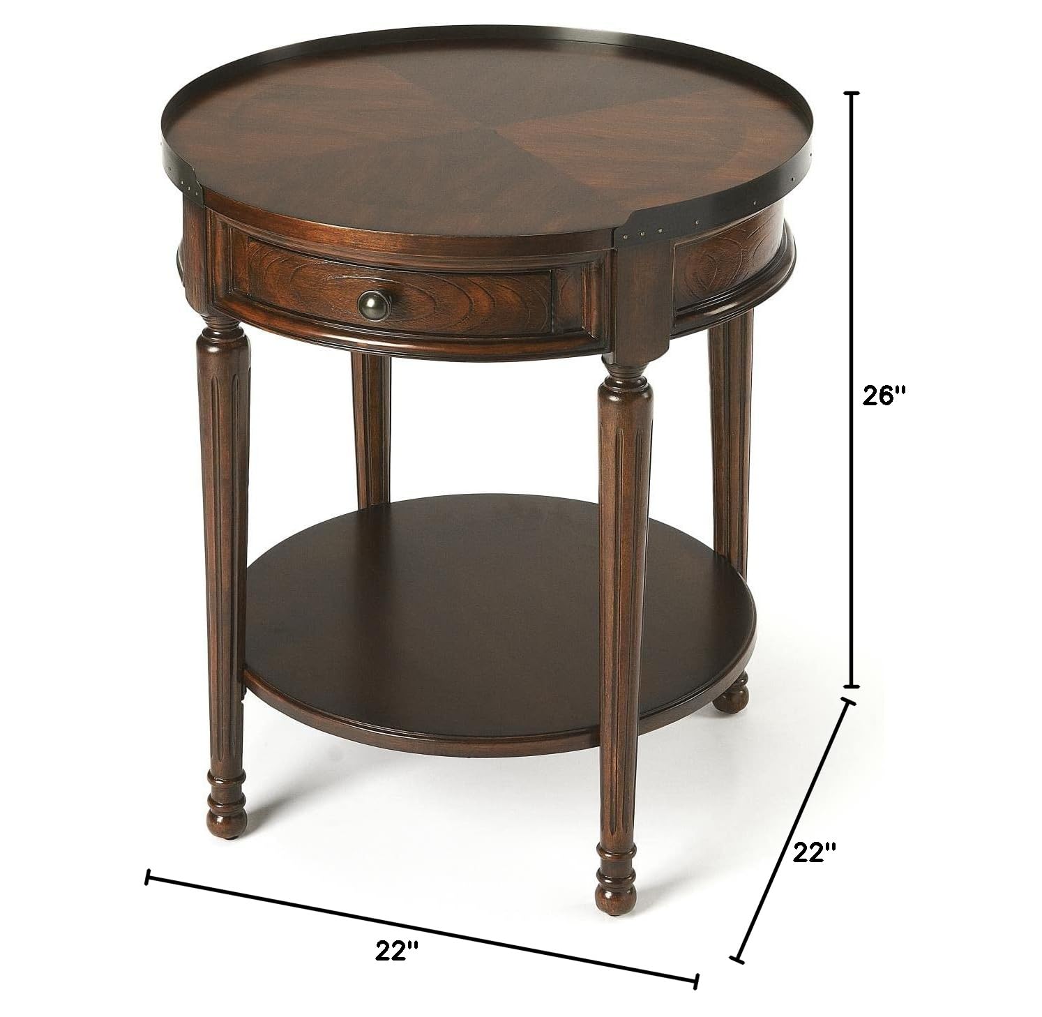 Butler Specialty Transitional Round Accent Table - Plantation Cherry Finish - Perfect for Living Room, Bedroom, or Office Decor