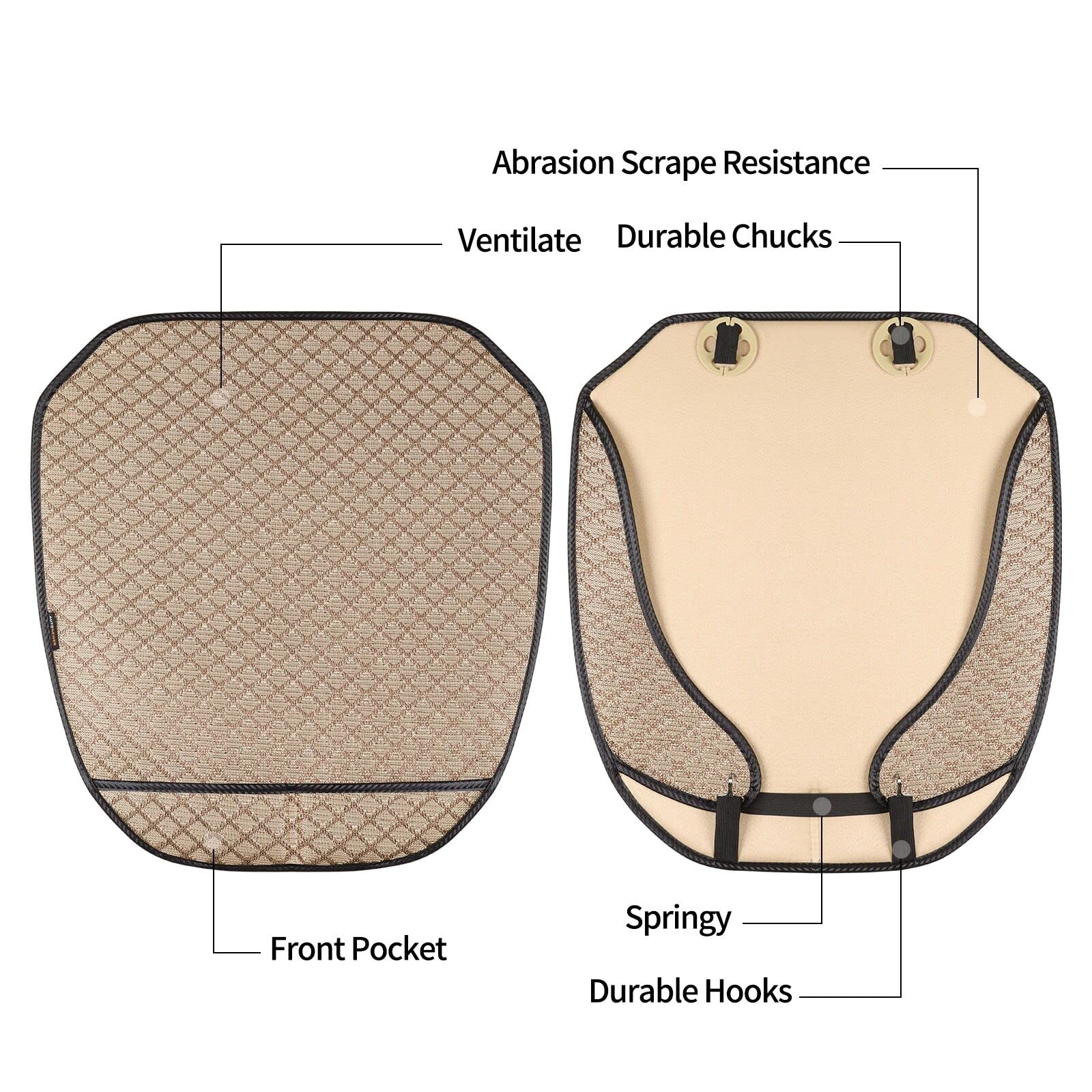 Breathable 4-Season Universal Car Seat Covers Set - 3PCS (Front & Rear Bottom Protectors, Beige) | Comfortable & Durable for Summer & Winter Driving