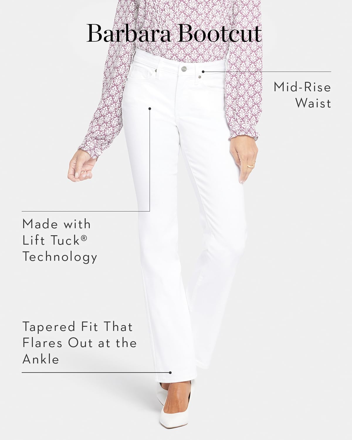 NYDJ Women’s Barbara Bootcut Fit Stretch Denim Jeans - Comfortable & Flattering Mid-Rise Jeans for Work, Casual Outings & Everyday Wear