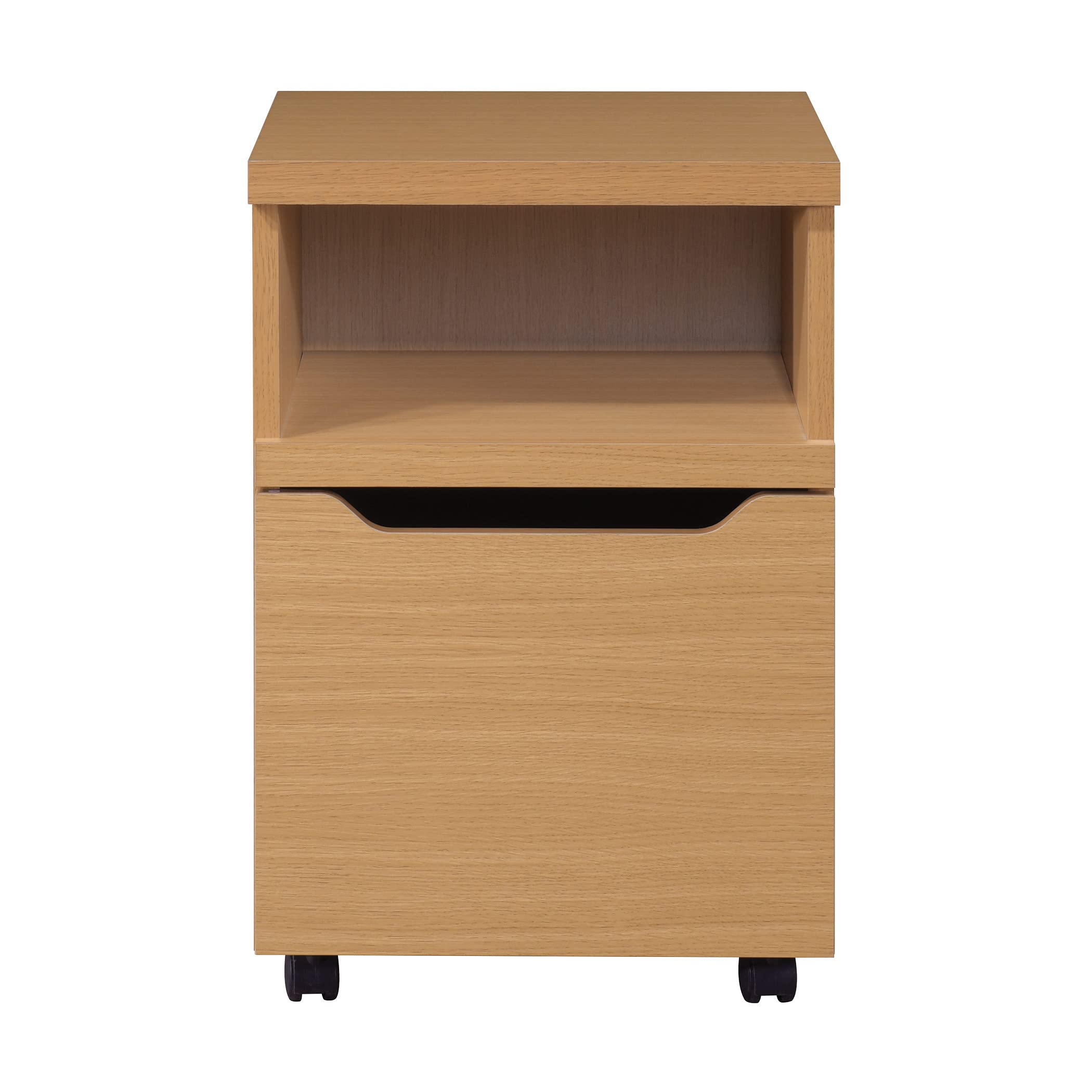 OSP Home Furnishings Denmark Rolling File Cart & Printer Stand with Lockdowel Fastening System, Natural Wood Office Organizer for Home & Workspace Storage Solutions