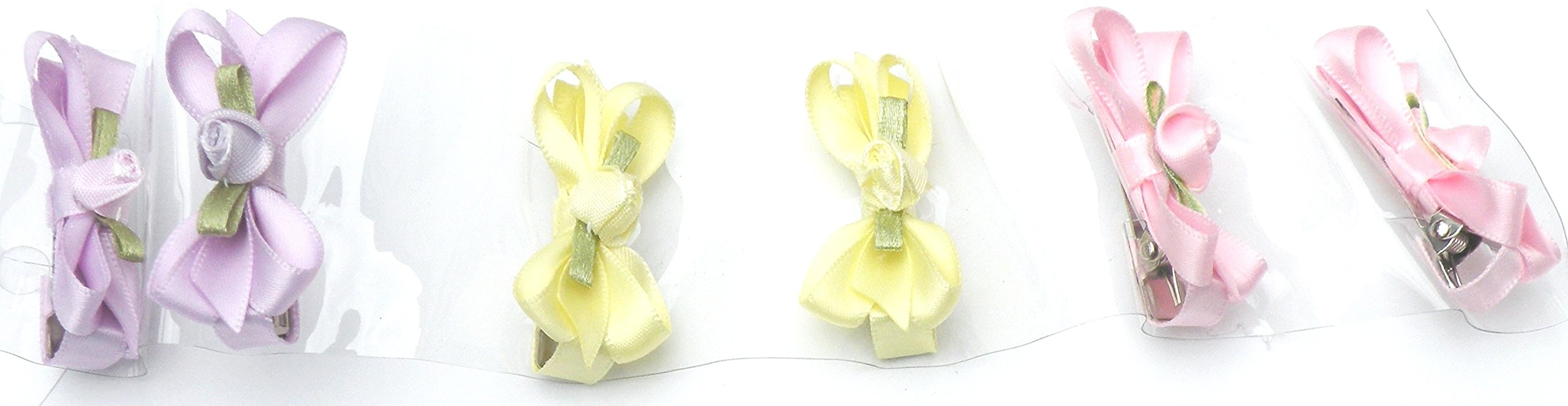 6-Pack Floral Hair Bows for Baby Girls - French Barrette Clips with Flower Buds for Infants & Toddlers | Perfect for Parties, Photos & Everyday Wear