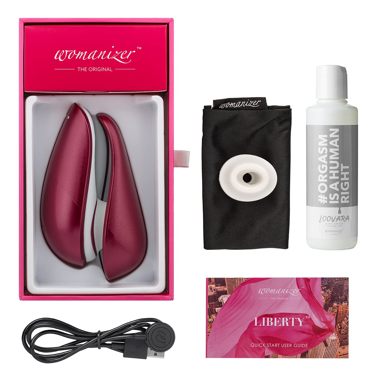 Womanizer Liberty Clitoral Stimulator - 6 Suction Speeds, Waterproof, Travel Cover Included - Red Wine - Perfect for Solo Play, Couples Use & Travel-Friendly Adult Pleasure Toy