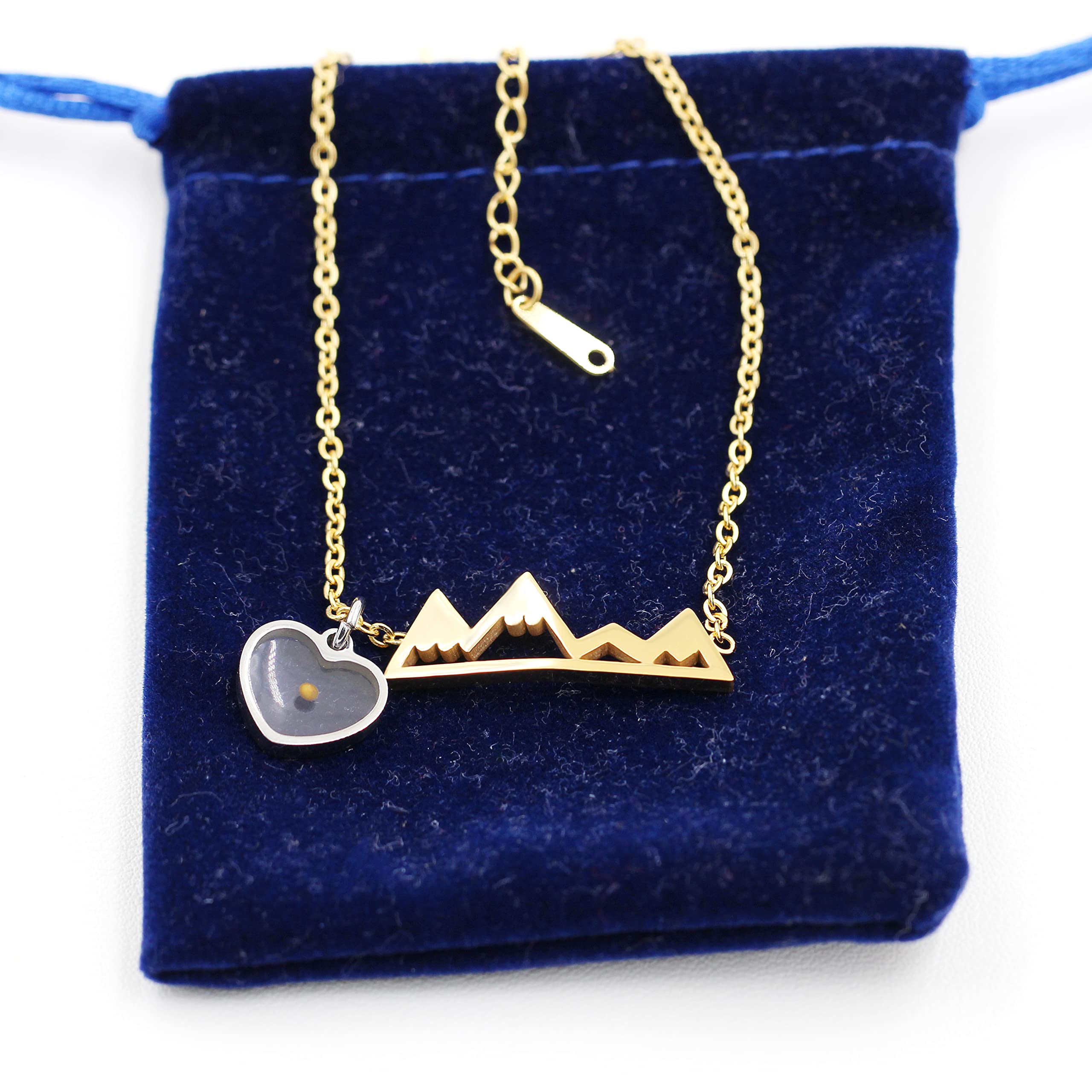 Uloveido Mustard Seed Pendant Necklace - Stainless Steel Mountain Range Jewelry for Women, Nature-Inspired Minimalist Necklace Y634 | Perfect for Hiking, Outdoor Adventures & Everyday Wear