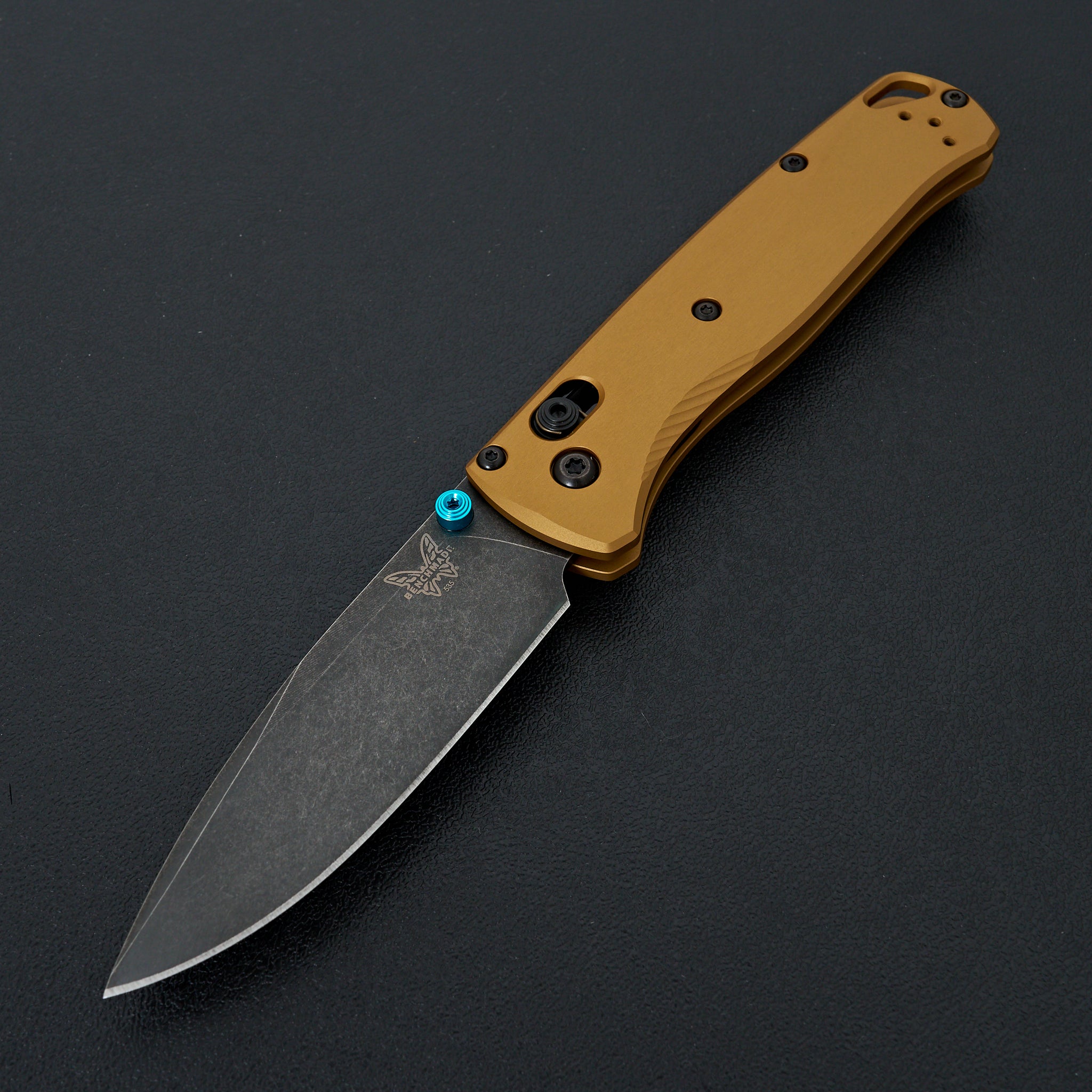 Benchmade Bugout Knife - Burnt Brass Aluminum Handle, Lightweight EDC Folding Pocket Knife for Outdoor Camping, Hiking & Everyday Carry