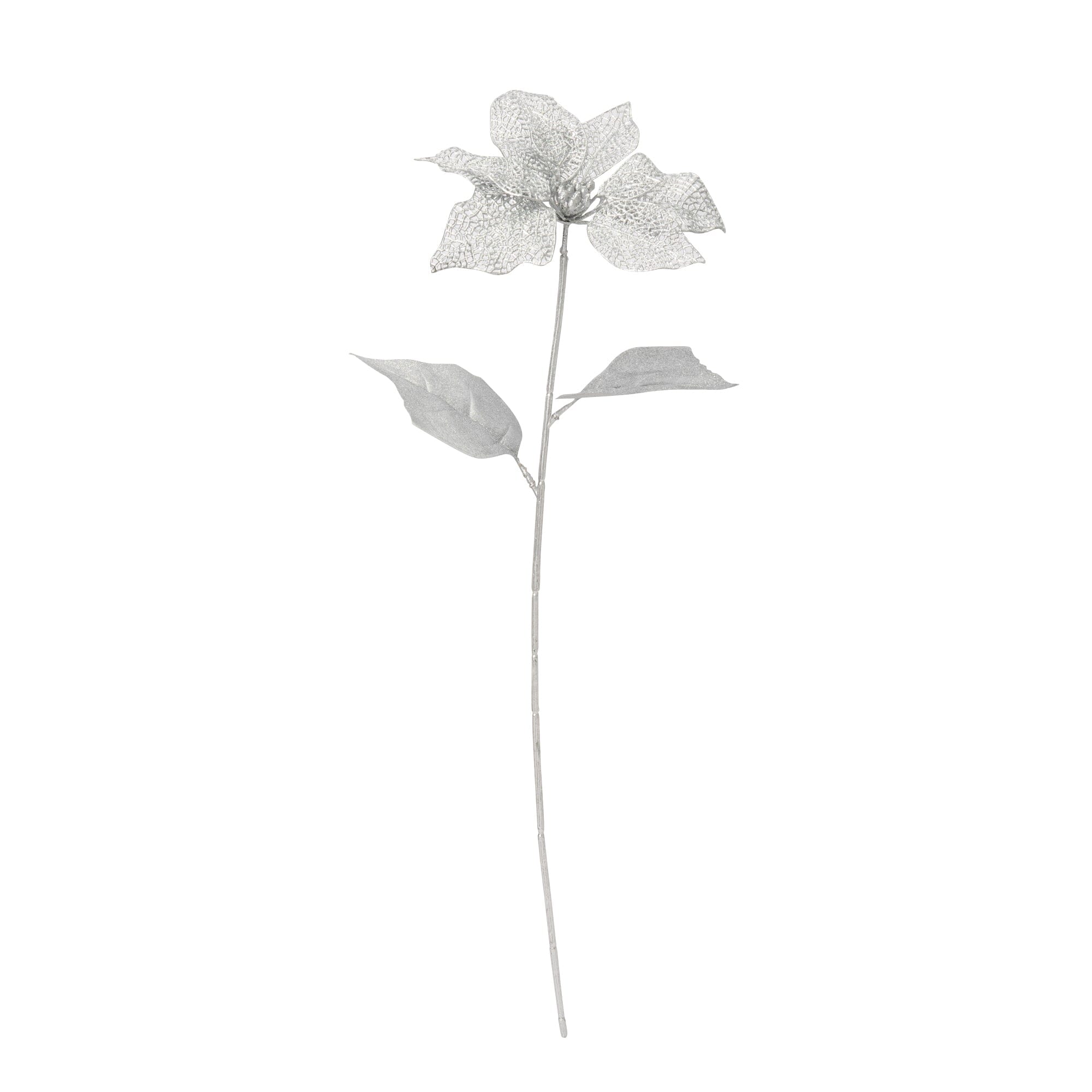 Artificial Poinsettia Plants Silver - Realistic Christmas Decor for Home, Office & Holiday Party Decoration