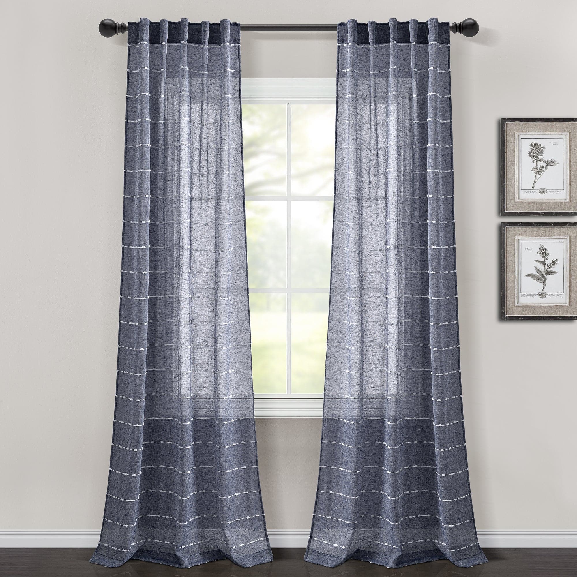 Farmhouse Style Textured Grommet Sheer Window Curtain Panels - Light Filtering Semi-Transparent Drapes for Living Room, Bedroom & Kitchen - Set of 2 Panels (84 Inches Long)