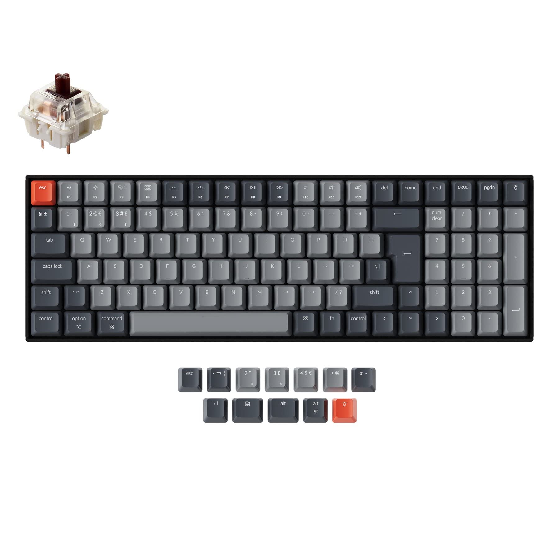 Keychron K4 Version 2 Wireless Mechanical Keyboard - 96% ISO-UK Layout, Gateron Brown Switches, White LED Backlight, Bluetooth/USB-C for Mac & Windows | Perfect for Gaming, Office Work & Programming