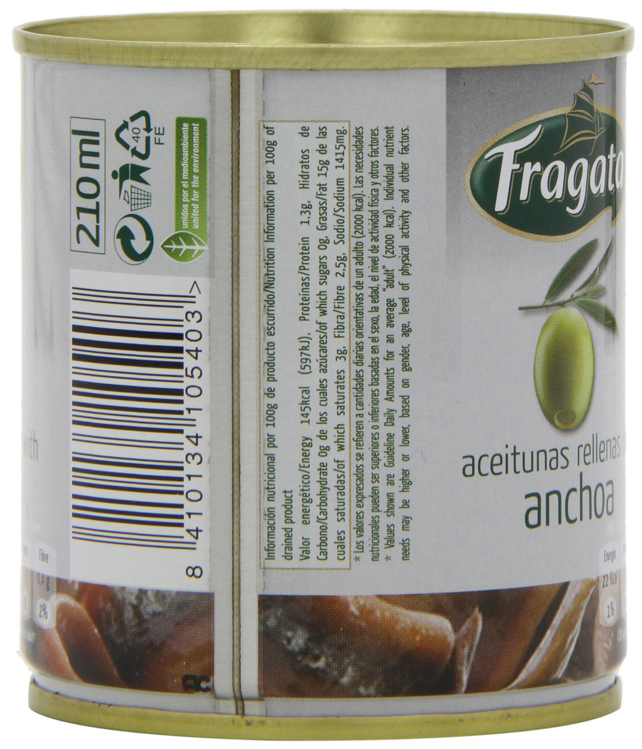 Fragata Spanish Anchovy Stuffed Olives 200g (7oz) - Premium Gourmet Snack for Charcuterie Boards, Tapas & Mediterranean Dishes