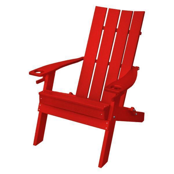 A & L Furniture Poly Hampton Folding Adirondack Chair with 2 Cup Holders - Outdoor Patio, Garden, Poolside, and Beach Relaxation