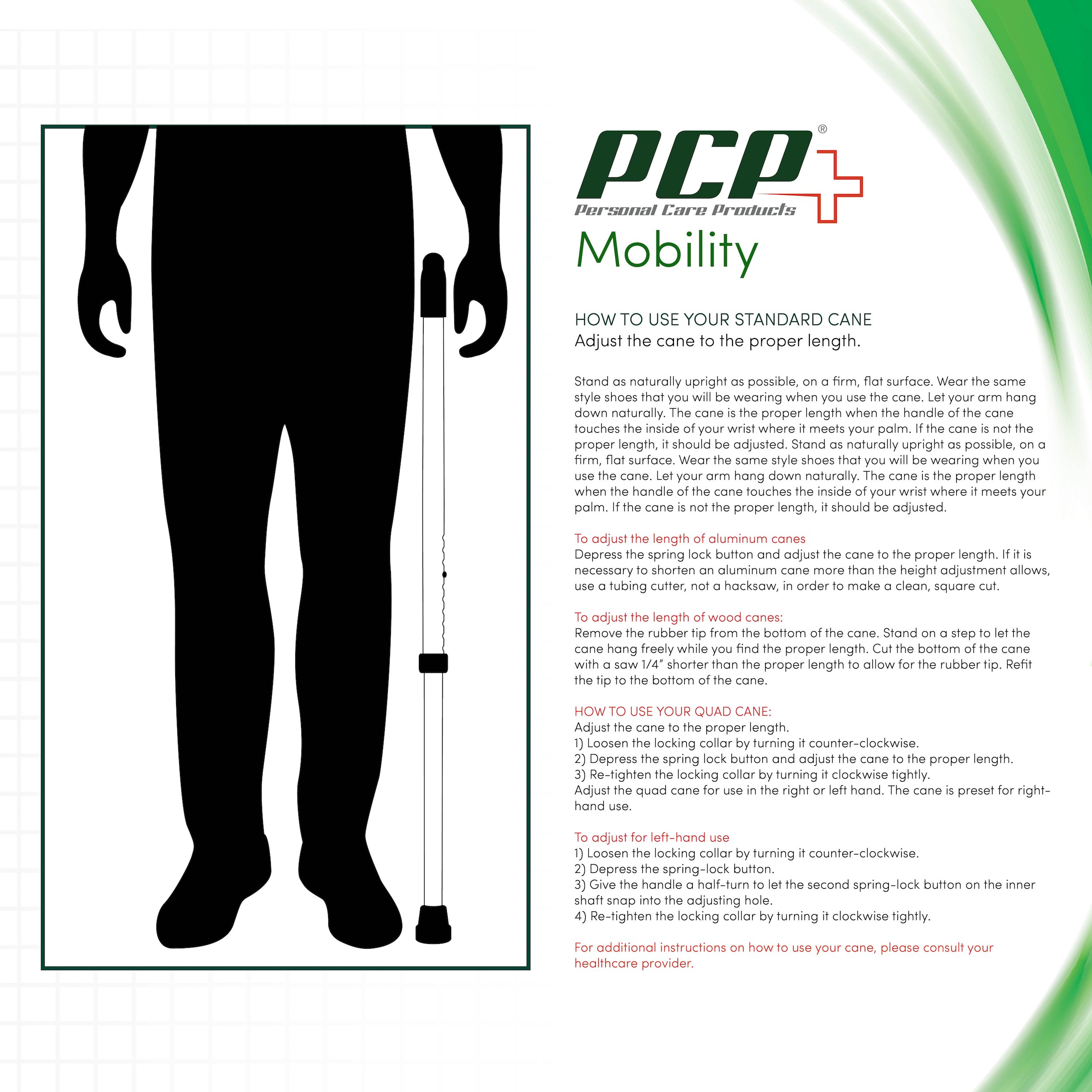 PCP Adjustable Lightweight Aluminum Cane with Foam Grip & Round Crook Handle, Silver (Medium Grip) - Ideal for Seniors and Mobility Support