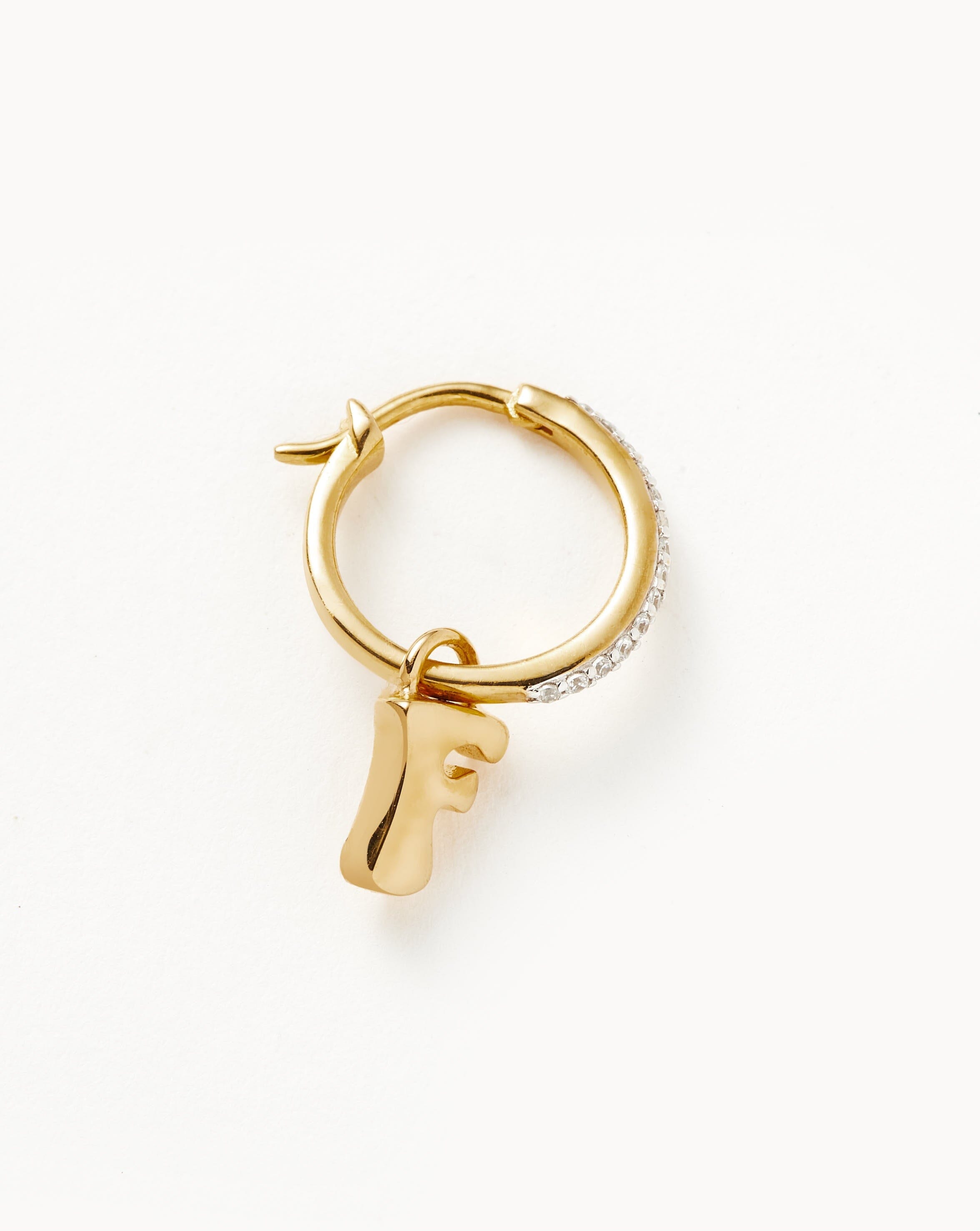 Personalized Initial Single Charm Hoop Earrings | 18k Gold Vermeil | Monogram Letter Jewelry for Women | Perfect Gift for Birthday, Anniversary & Everyday Wear