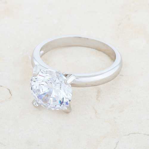 1.04 Carat CZ Solitaire Ring in Rhodium - Classic Elegant Engagement Ring for Women, Perfect for Proposals, Anniversaries & Special Occasions
