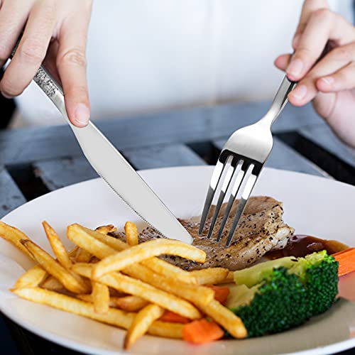 Premium GARVEE 30-Piece Stainless Steel Silverware Set for 6 - Heavy Duty Flatware Cutlery Set with Patterned Handle (Forks, Knives, Spoons) - Ideal for Home, Restaurant, Dinner Parties & Everyday Use - Durable & Reusable Kitchen Utensils