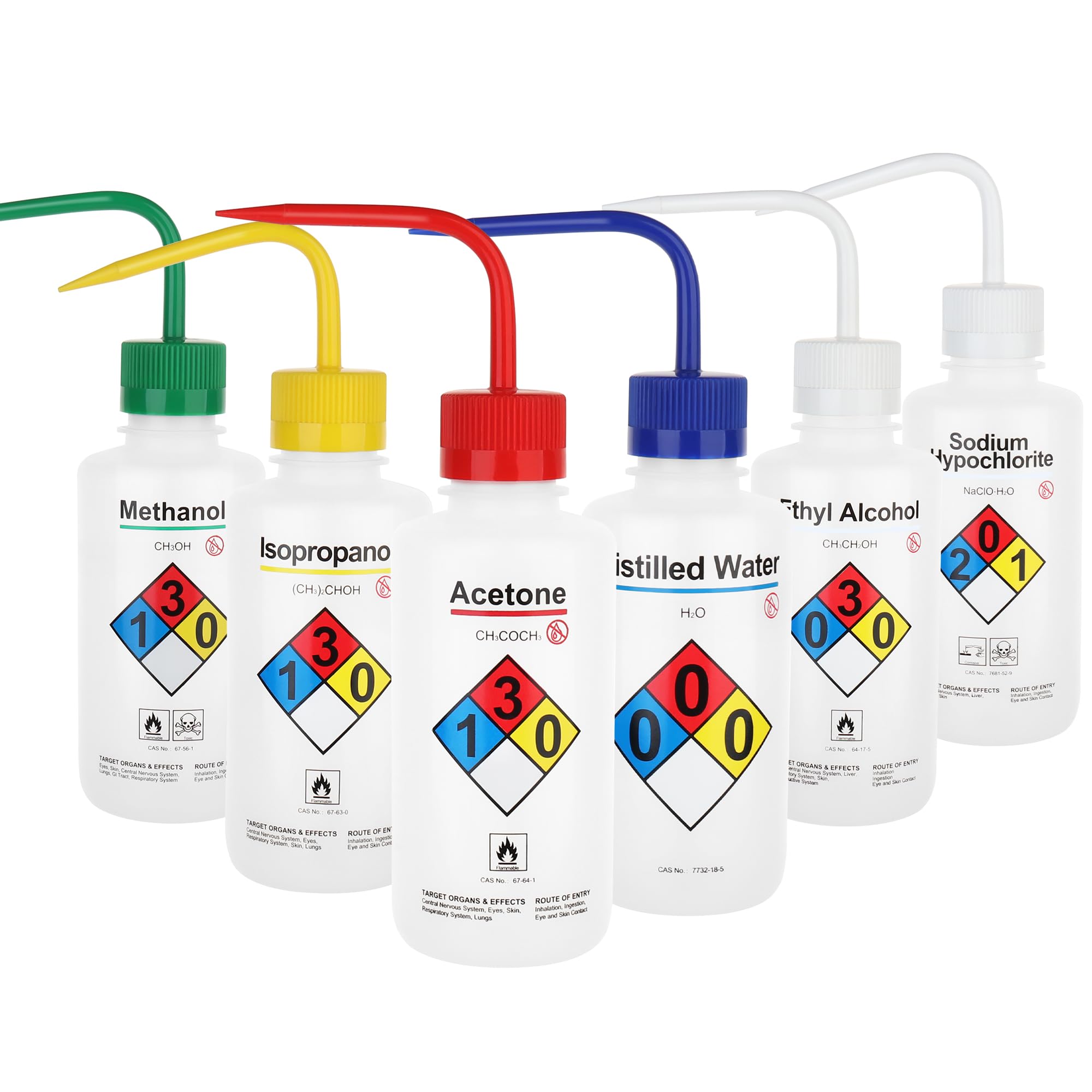 500ml Safety Wash Bottles - 6PCS Lab Squeeze Bottles for Acetone, Alcohol, Methanol (LDPE Material) | Perfect for Chemistry Labs, Cleaning & Scientific Experiments