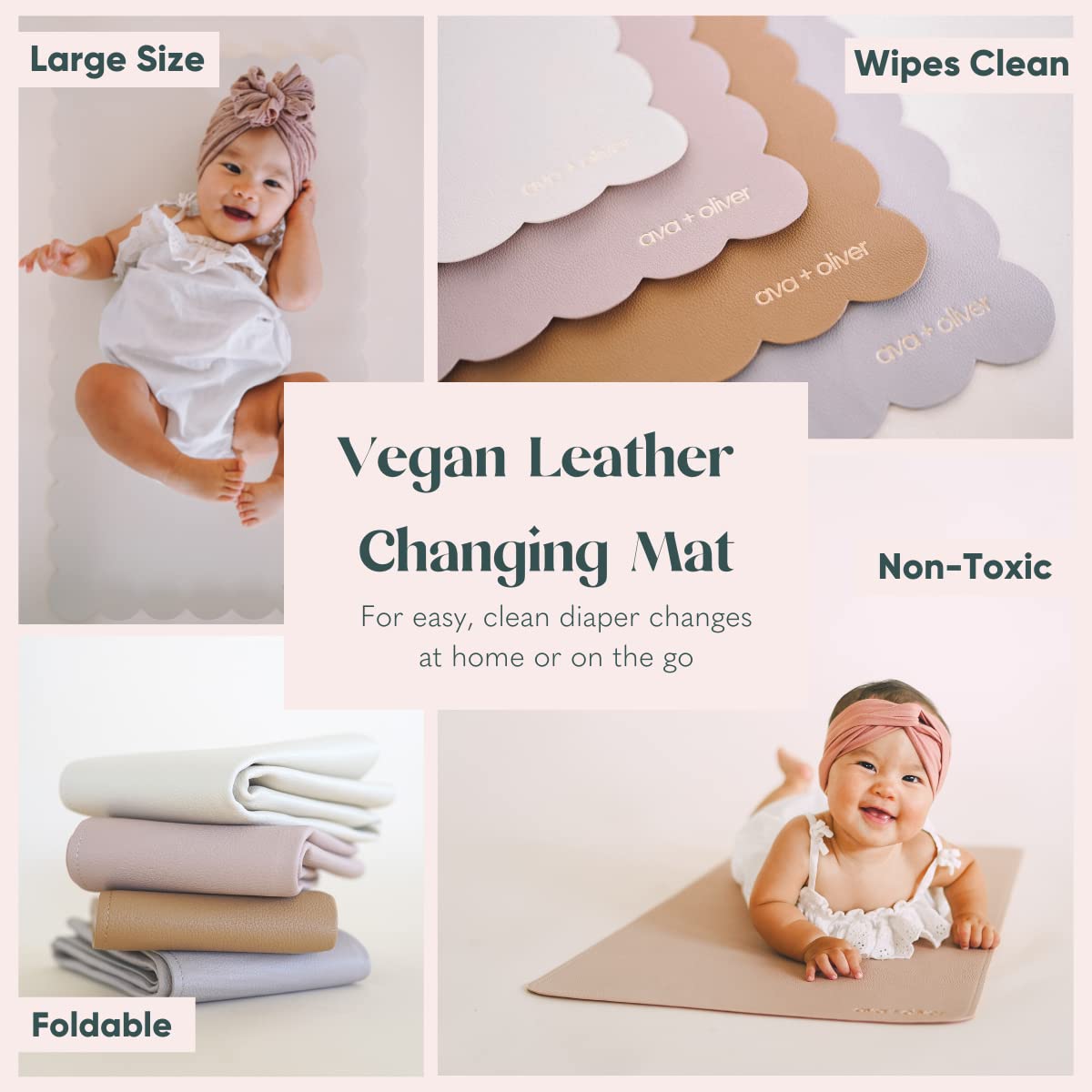 Organic Vegan Leather Baby Changing Mat - 16