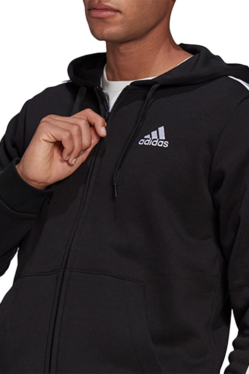 Adidas Men's Essentials 3-Stripes Fleece Full-Zip Hoodie - Warm & Comfortable Winter Jacket for Casual Wear, Gym, and Outdoor Activities