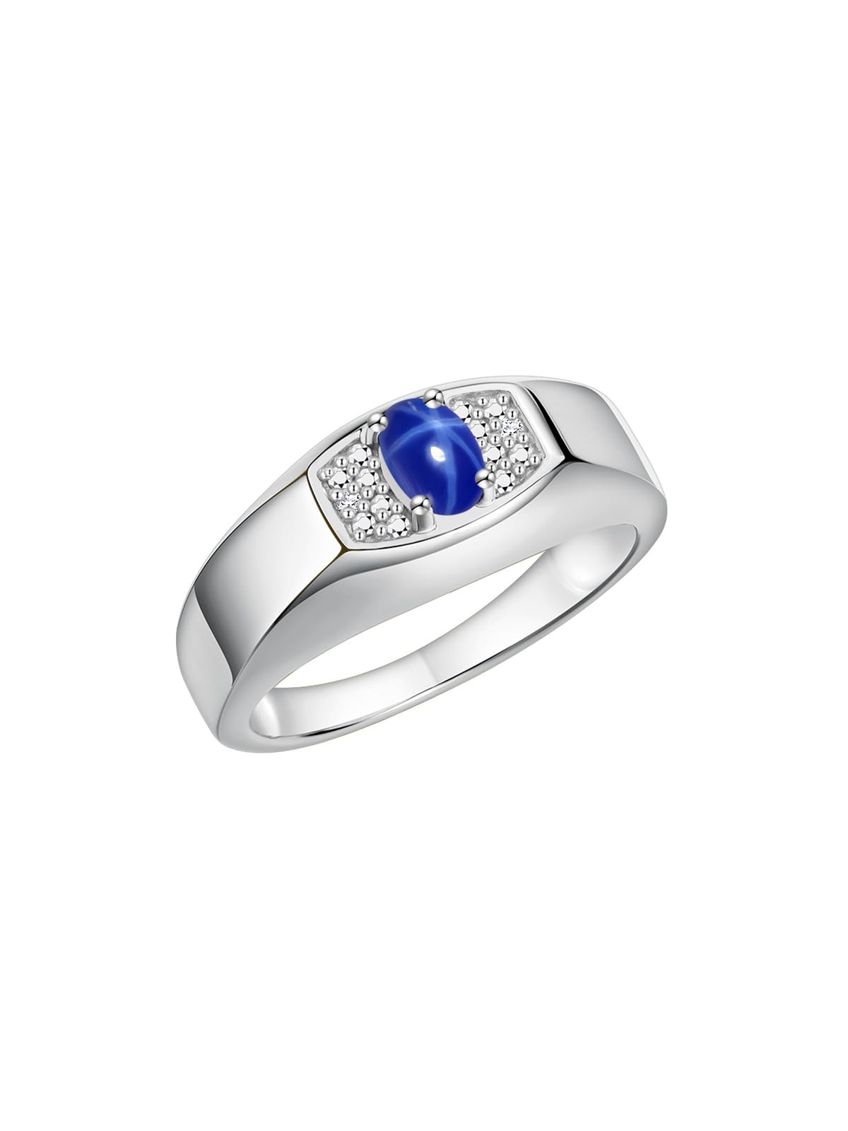 Rylos Men's Sterling Silver Classic Designer Ring - 6X4MM Oval Gemstone & Sparkling Diamond - Birthstone Rings for Men - Sizes 8 to 13 - Perfect for Weddings, Anniversaries & Gifts