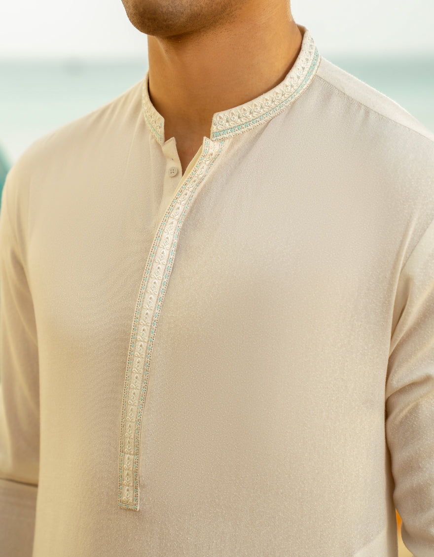 Stylish Blended White Shalwar Kameez by J. Junaid Jamshed - Premium Pakistani Traditional Outfit for Men - Perfect for Eid, Weddings & Special Occasions