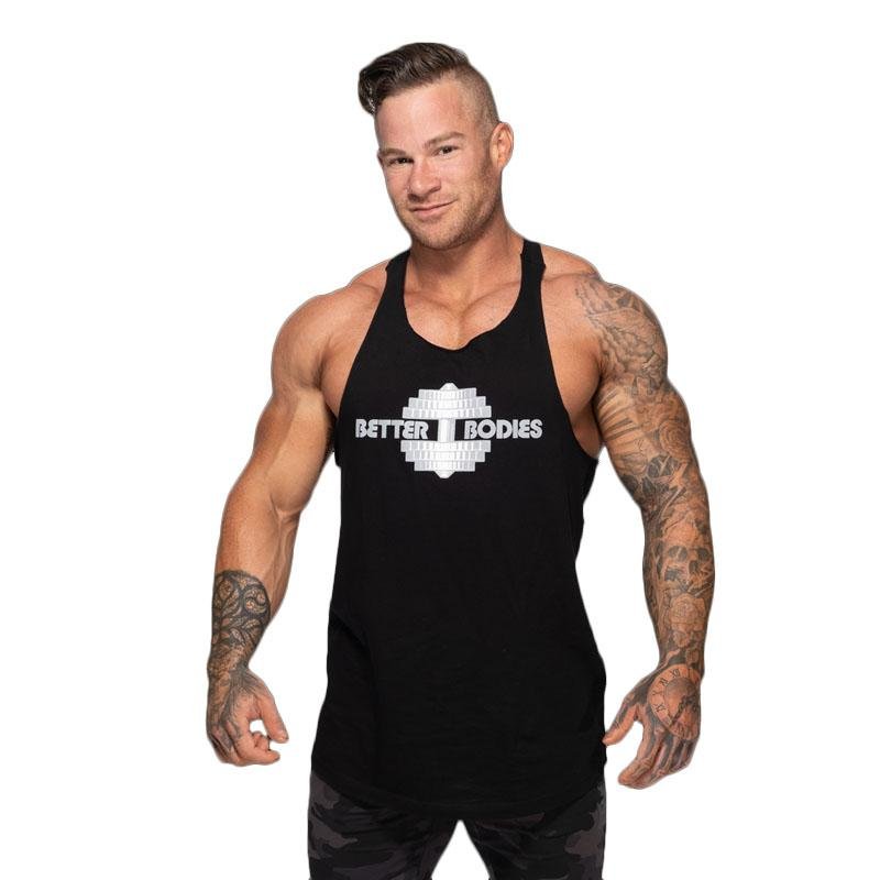 Better Bodies Team BB Stringer V2 Black - Performance Workout Tank Top for Men & Women - Gym, Running, Fitness Training Apparel
