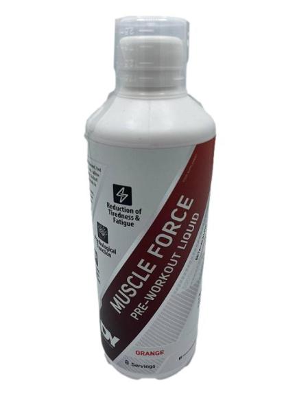 Dorian Yates Muscle Force Liquid Pre Workout - 500ml Orange Flavor | Energy Booster for Gym & Fitness Training | Pre-Workout Supplement for Strength & Endurance