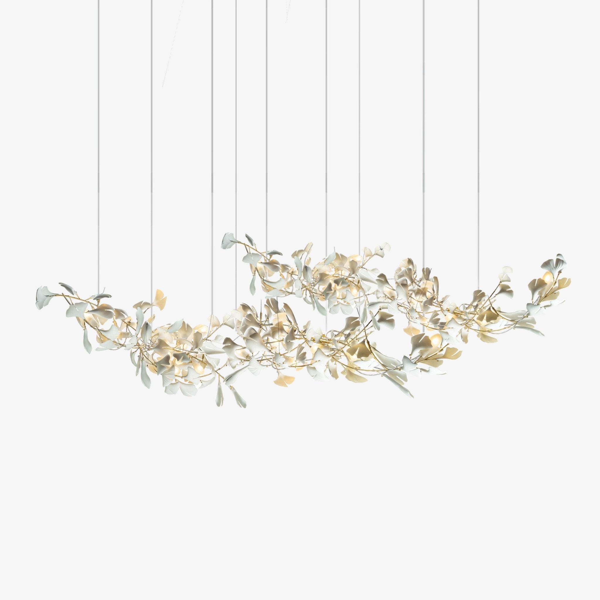Elegant Double Layer Ginkgo Leaf Chandelier - Modern LED Crystal Ceiling Light Fixture for Dining Room, Living Room, Bedroom Decoration