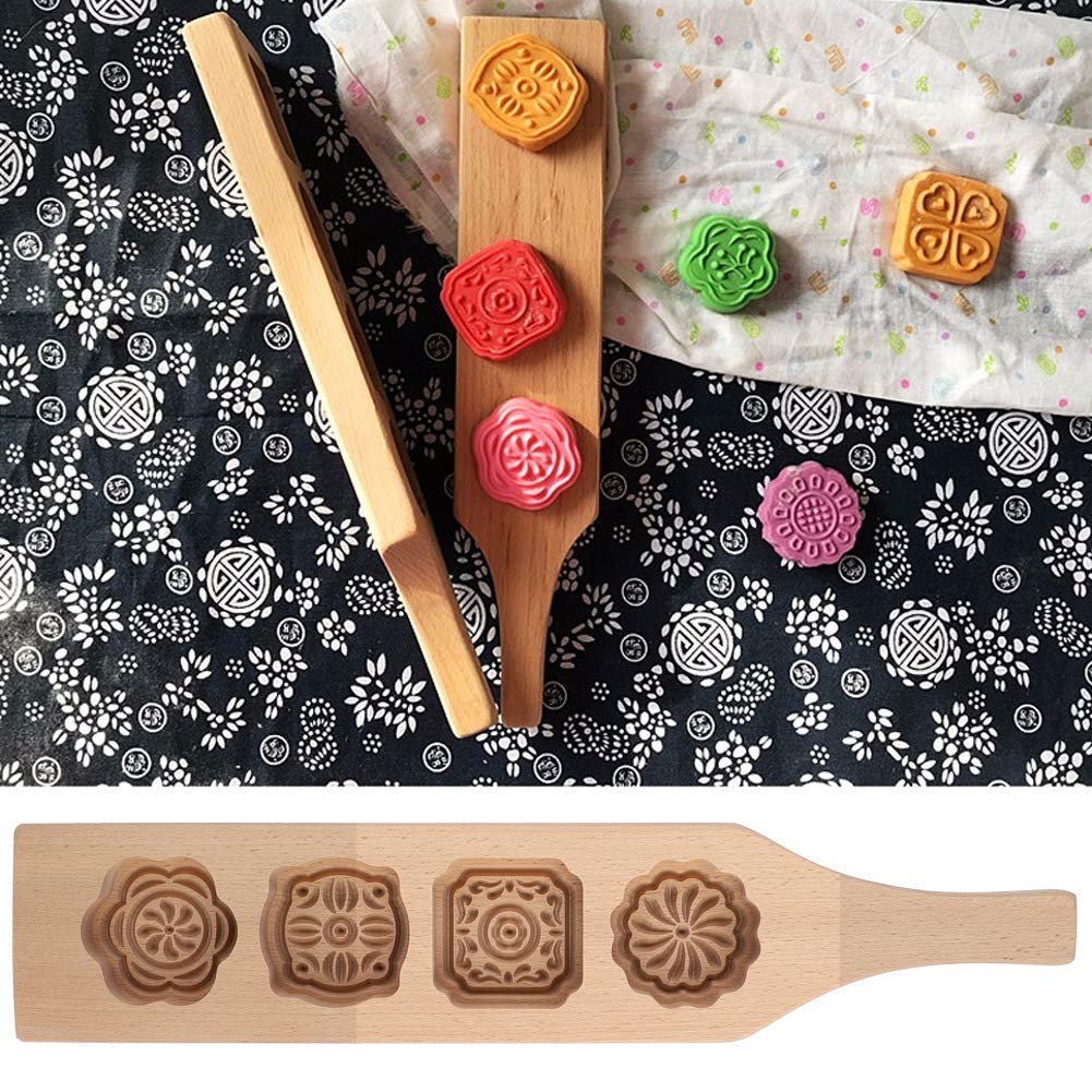 Wooden Mooncake Mold - Traditional Handmade Moon Cake Mould for Baking, Mung Bean Cake & Ice Skin Pastry (Size 1#) - Perfect for Mid-Autumn Festival, Asian Desserts & Home Baking