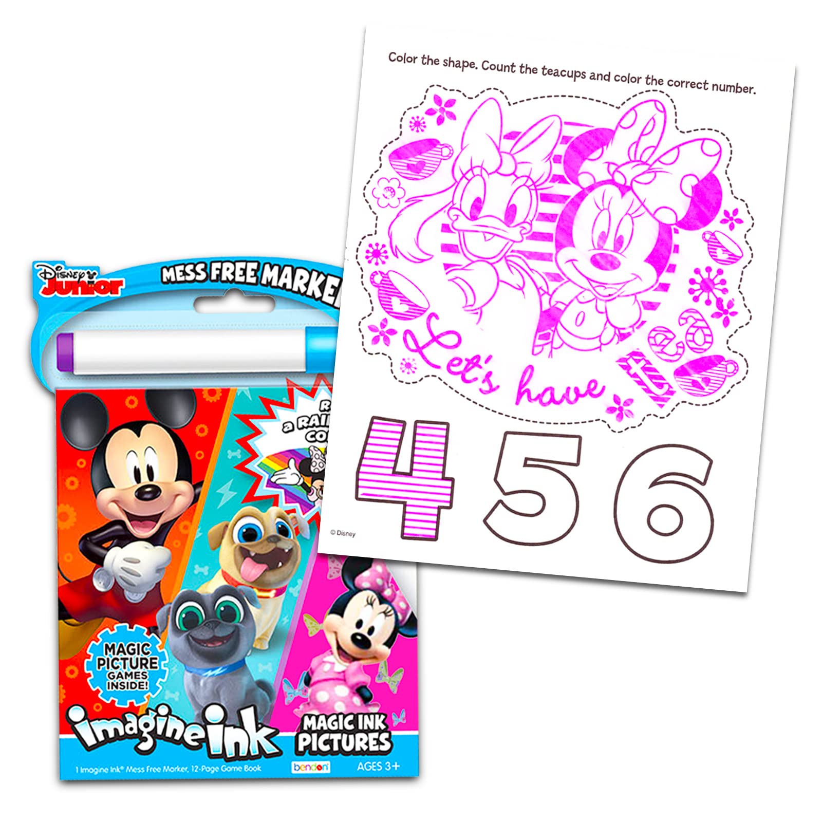 No Mess Magic Coloring Book Set - 3 Imagine Ink Activity Books with Trolls, Minions & Disney Junior Characters | Mess-Free Coloring for Kids Travel, Airplane & Quiet Time Activities