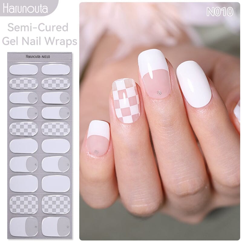 20-Pack Semi Cured Gel Nail Strips Kit - Long Lasting DIY Nail Art Designs (N001-N020) for Home Salon, Parties & Special Occasions