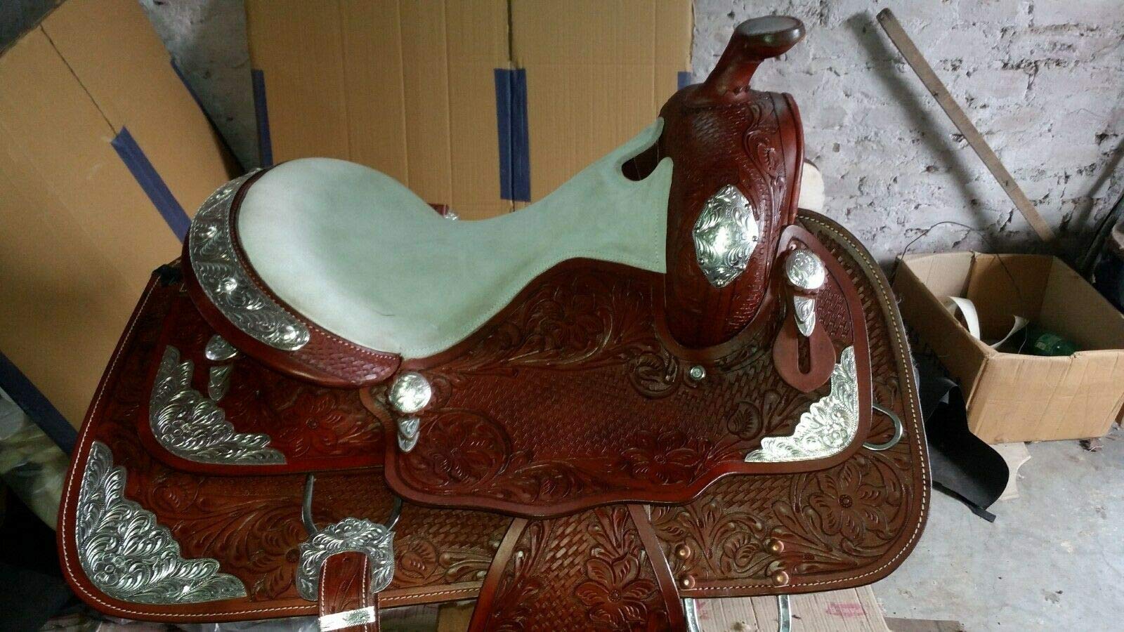 Premium Western Show Saddle Set with Matching Headstall, Breast Collar & Saddle Pad - Perfect for Rodeo, Trail Riding & Horse Shows