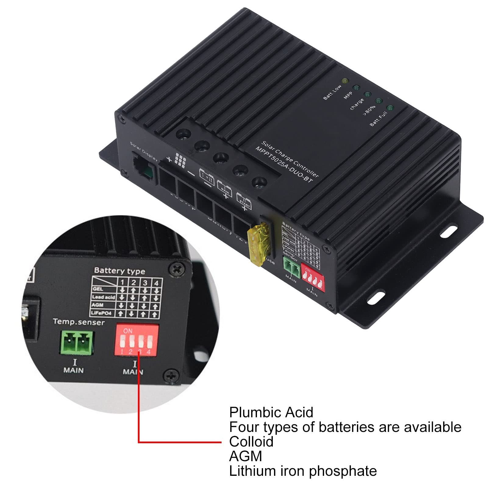 MPPT Solar Charge Controller 25A - Dual Battery Charging for RV, Boat, Off-Grid Systems | High Efficiency 12V/24V Auto Switch | Weatherproof Design