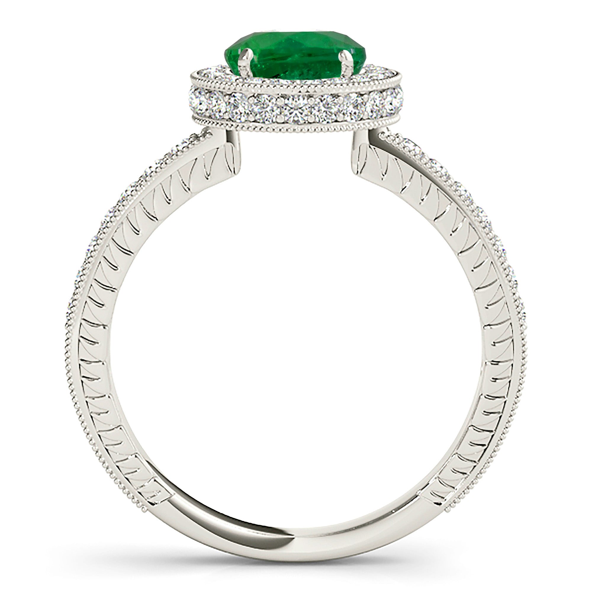 1.15 Carat Genuine Emerald & 0.50 CTW Diamond Halo Ring - Elegant Gemstone Jewelry for Weddings, Anniversaries & Special Occasions