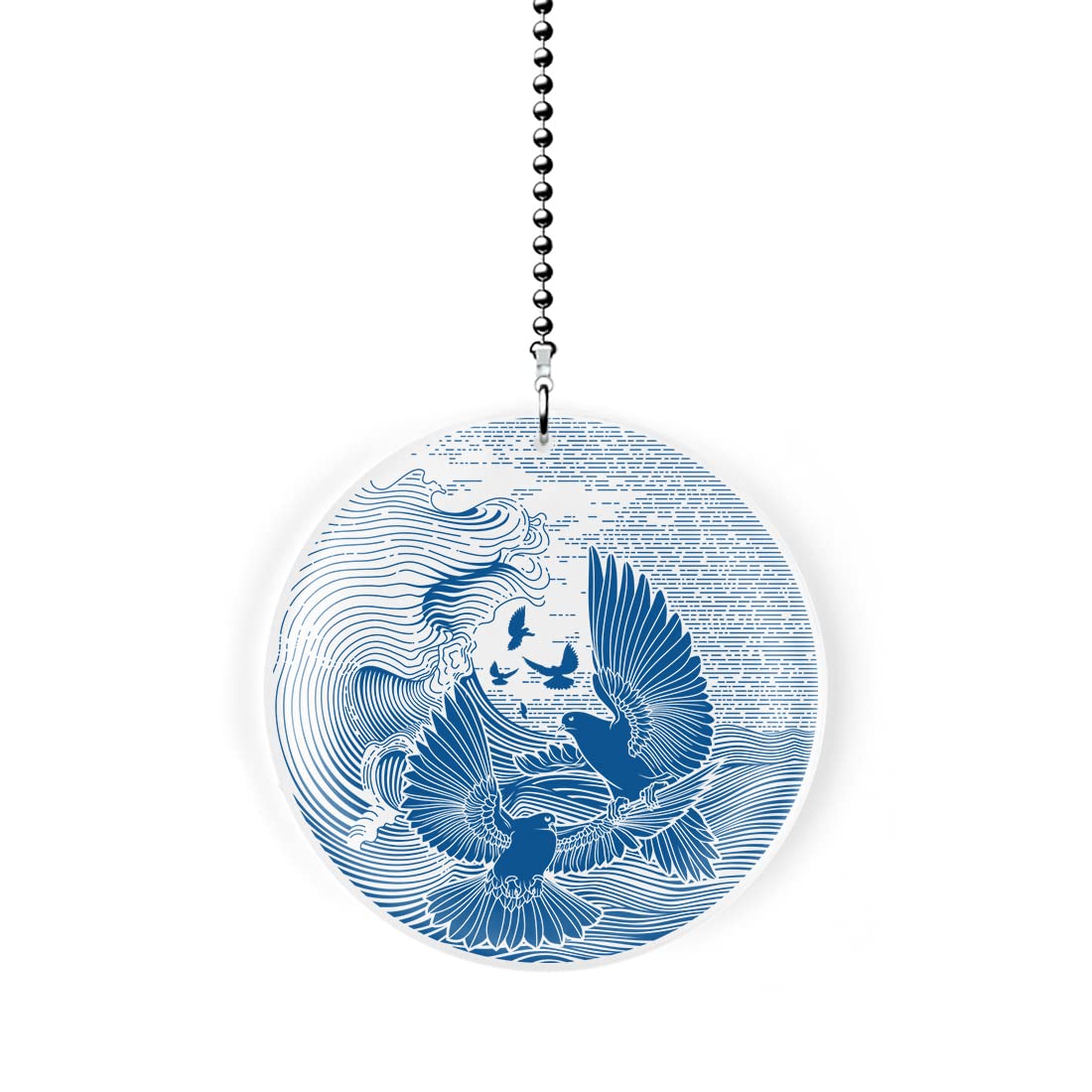 Blue Willow Japanese Doves Fan Light Pull - Vintage Home Decor