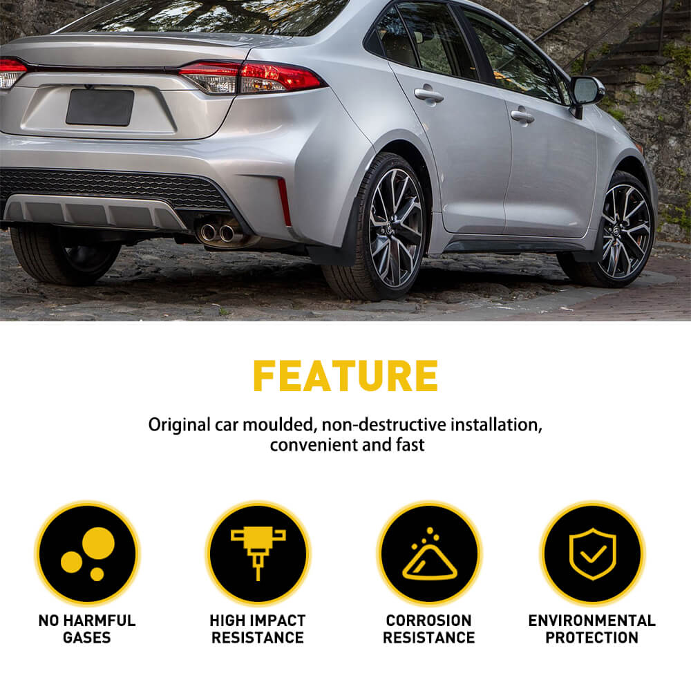 2020-2021 Toyota Corolla Mud Guards Splash Guards - 4 Piece Set for Sedan Models (Excludes Hybrid & Trek) - Perfect for All-Weather Protection & Off-Road Driving