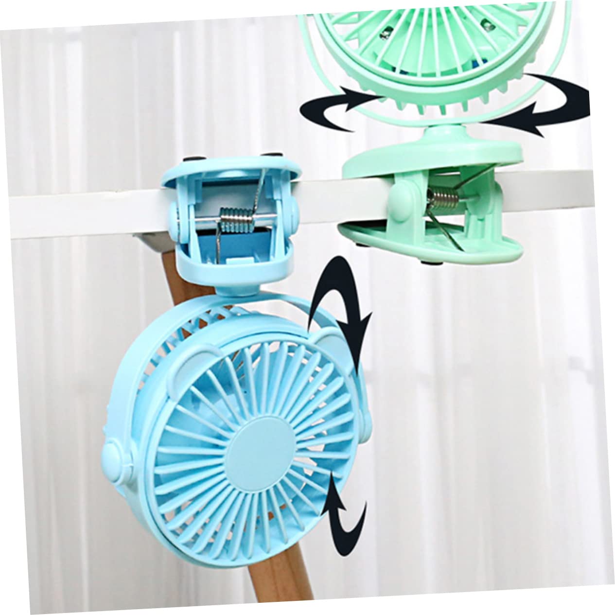 VICASKY Clip-On Stroller Fan with USB Charging & Colorful LED Light - Portable Baby Stroller Fan for Outdoor, Travel, Nursery & Car Seat Use