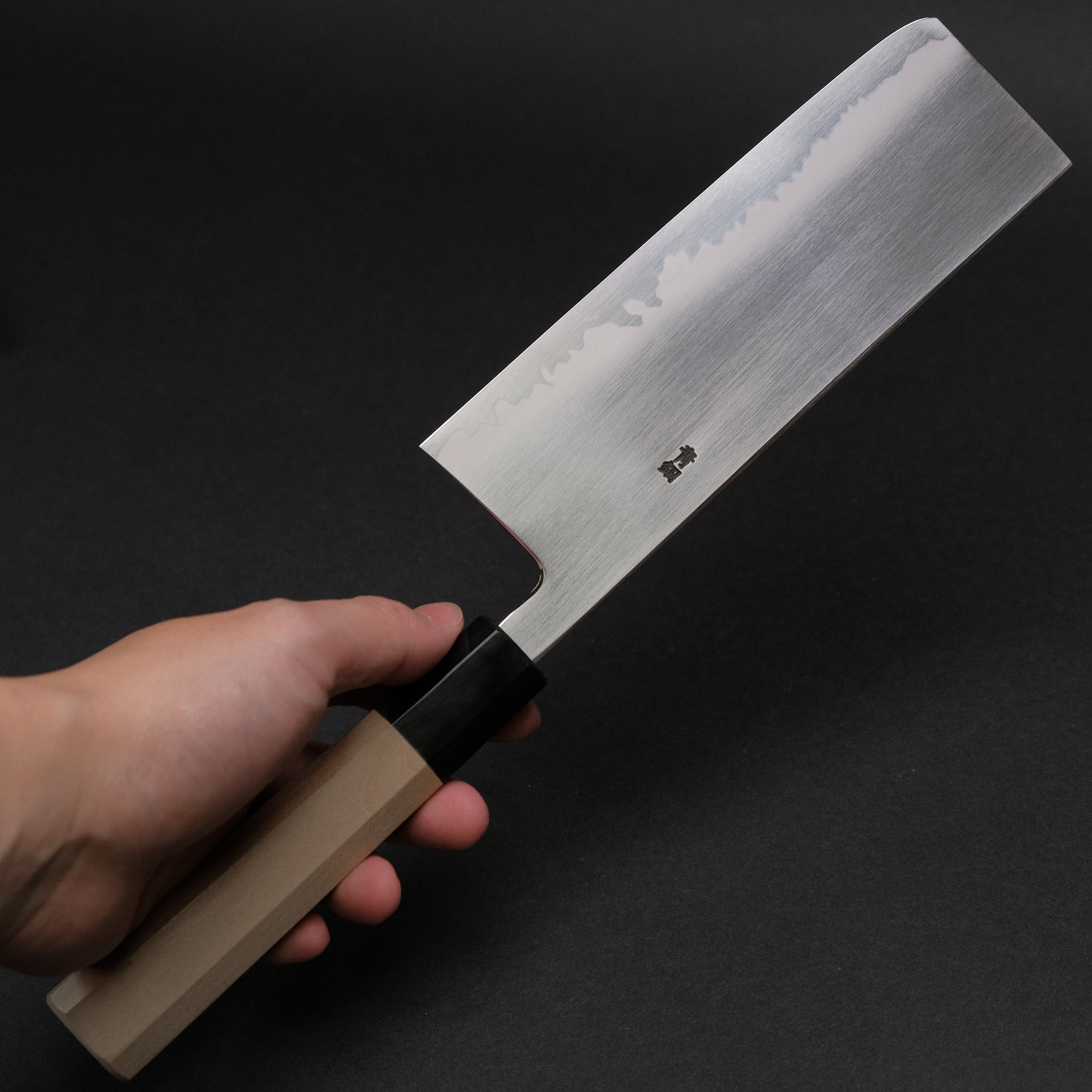 Premium Hitohira Gorobei Izo Blue #2 Nakiri Knife - Japanese Carbon Steel Blade with Magnolia Wood Handle - Perfect for Vegetable Chopping, Slicing & Asian Cuisine Preparation