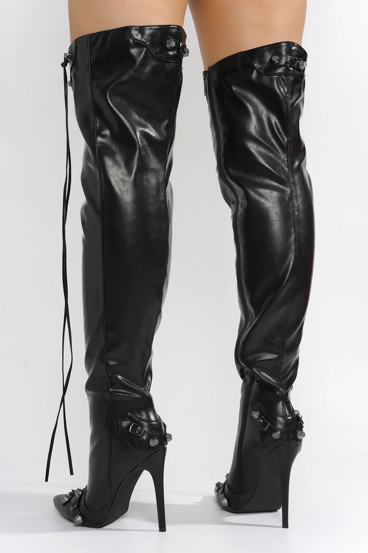 Paola Over The Knee Boots for Women - Black Stretch High Heel Thigh High Boots | Fashionable Winter & Party Wear | Perfect for Date Nights, Club Outfits, and Cold Weather
